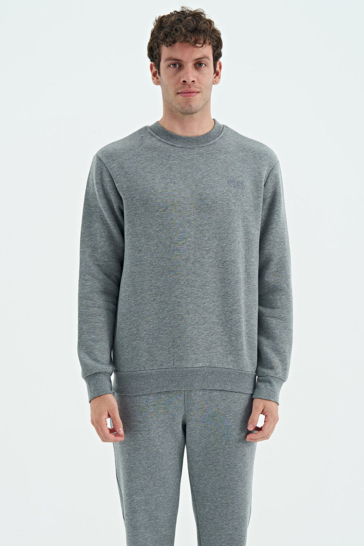 Omar Gri Melanj Şardonlu Erkek Sweatshirt - 88137