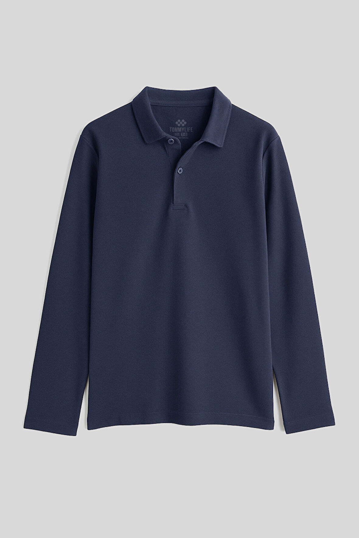 Lacivert Polo Yaka Basic Uzun Kollu Erkek Çocuk T-Shirt - 11170