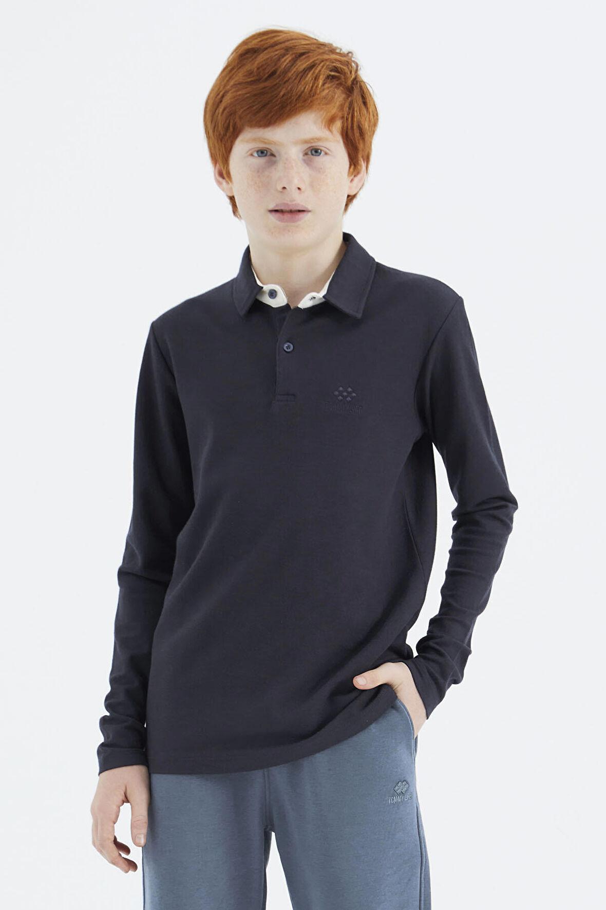 Lacivert Polo Yaka Basic Erkek Çocuk T-Shirt - 11171