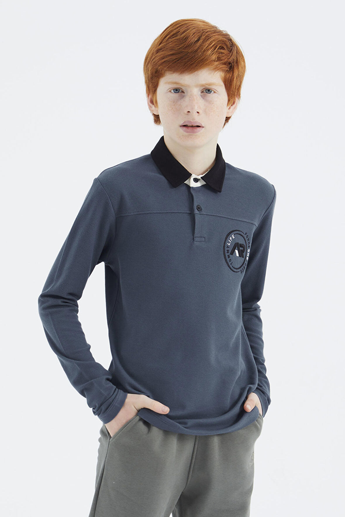 Orman Yeşili Polo Yaka Erkek Çocuk T-Shirt - 11172 | 12-13 Yaş