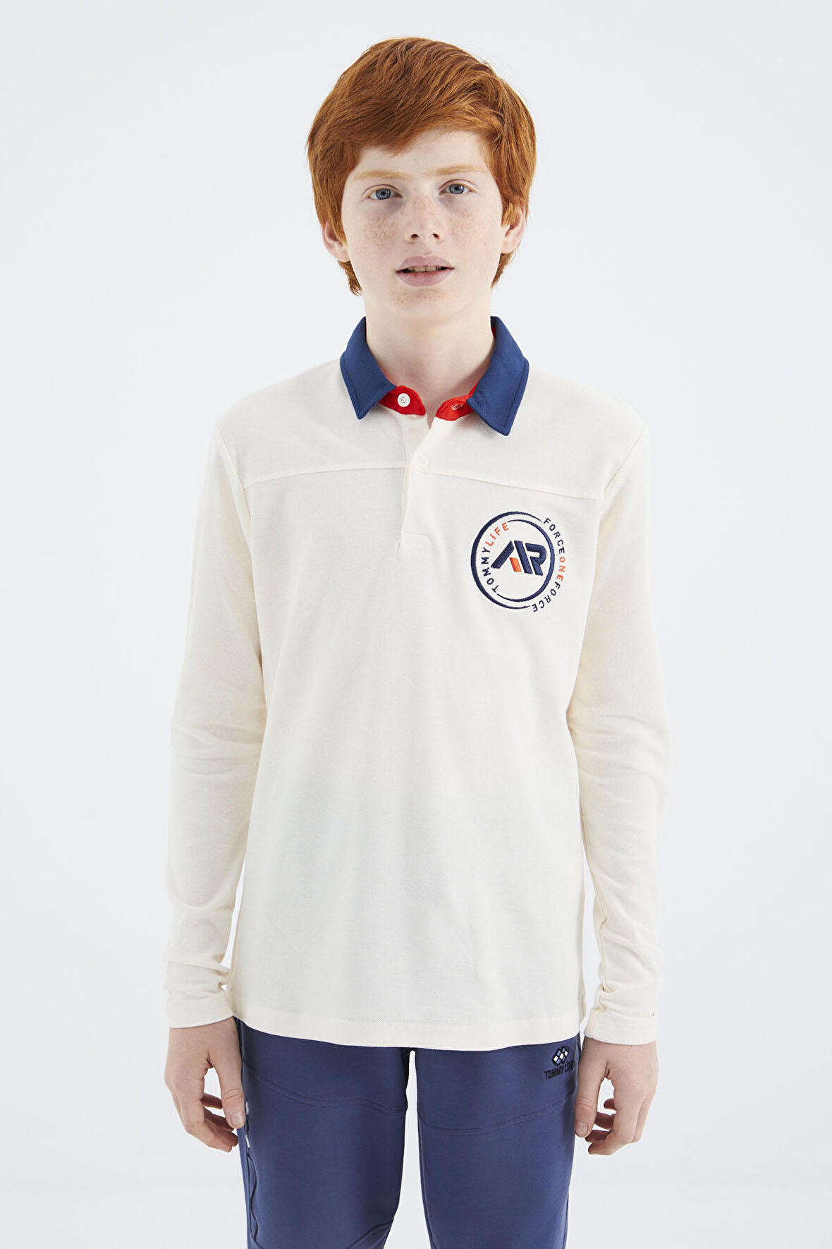 Ekru Polo Yaka Erkek Çocuk T-Shirt - 11172 | 13-14 Yaş