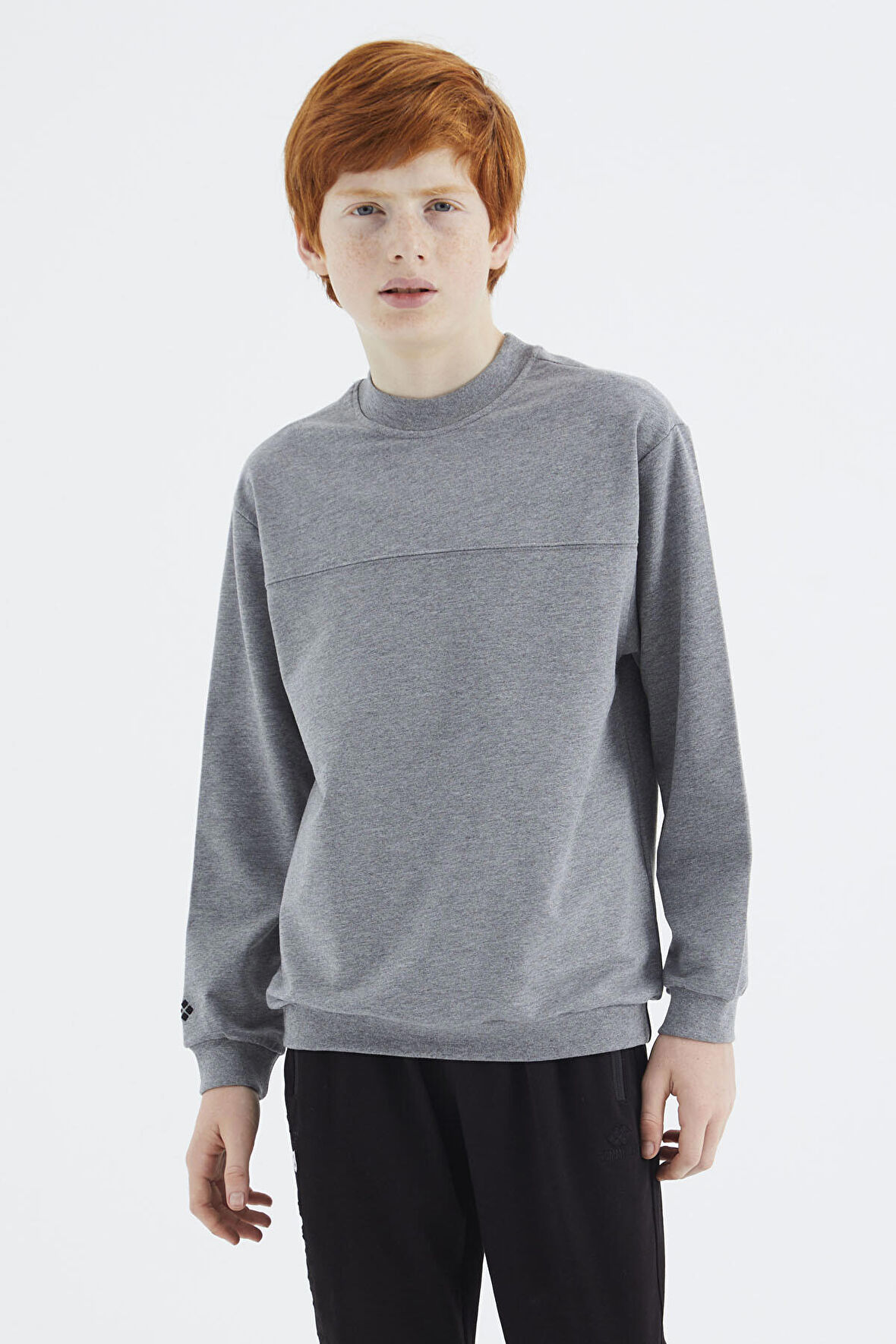 Gri Melanj Basic Erkek Çocuk Sweatshirt - 11173