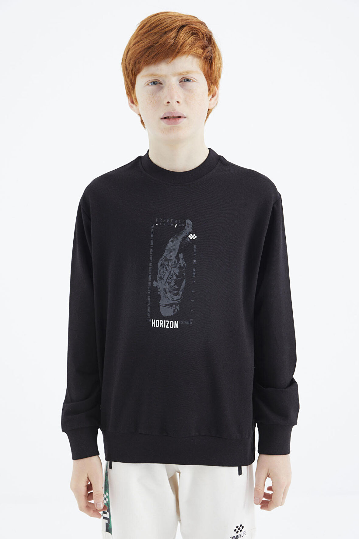 Siyah Baskılı Erkek Çocuk Sweatshirt - 11174 | 7-8