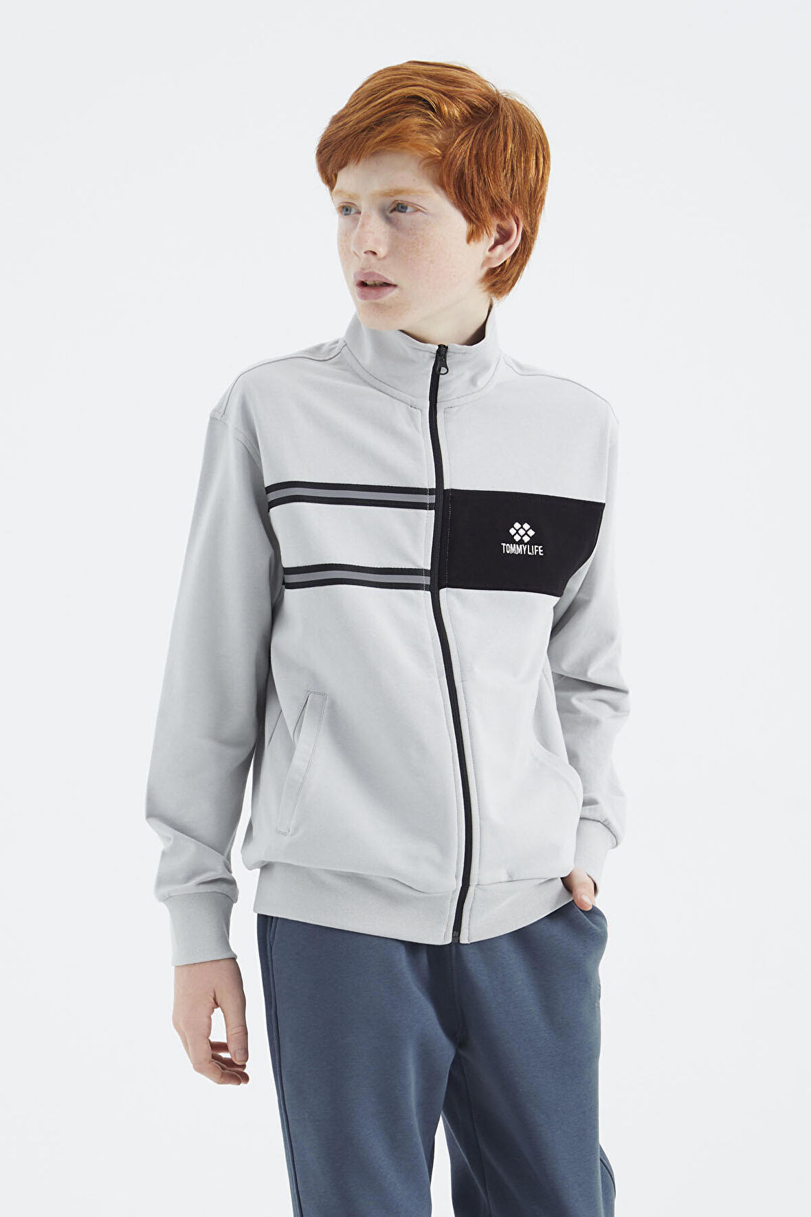Taş Dik Yaka Erkek Çocuk Sweatshirt - 11183 | 9-10