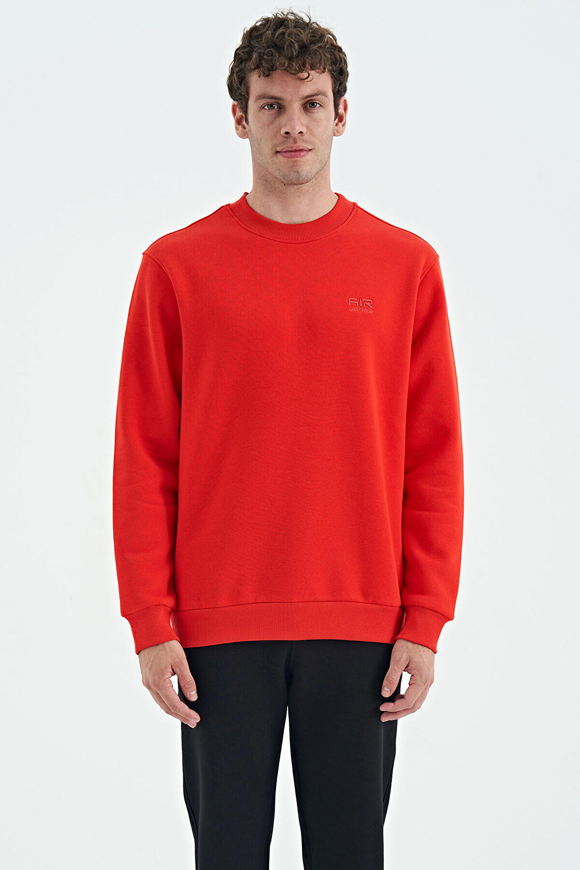 Fiesta O Yaka Şardonlu Rahat Form Basic Erkek Sweatshirt - 88137 | S