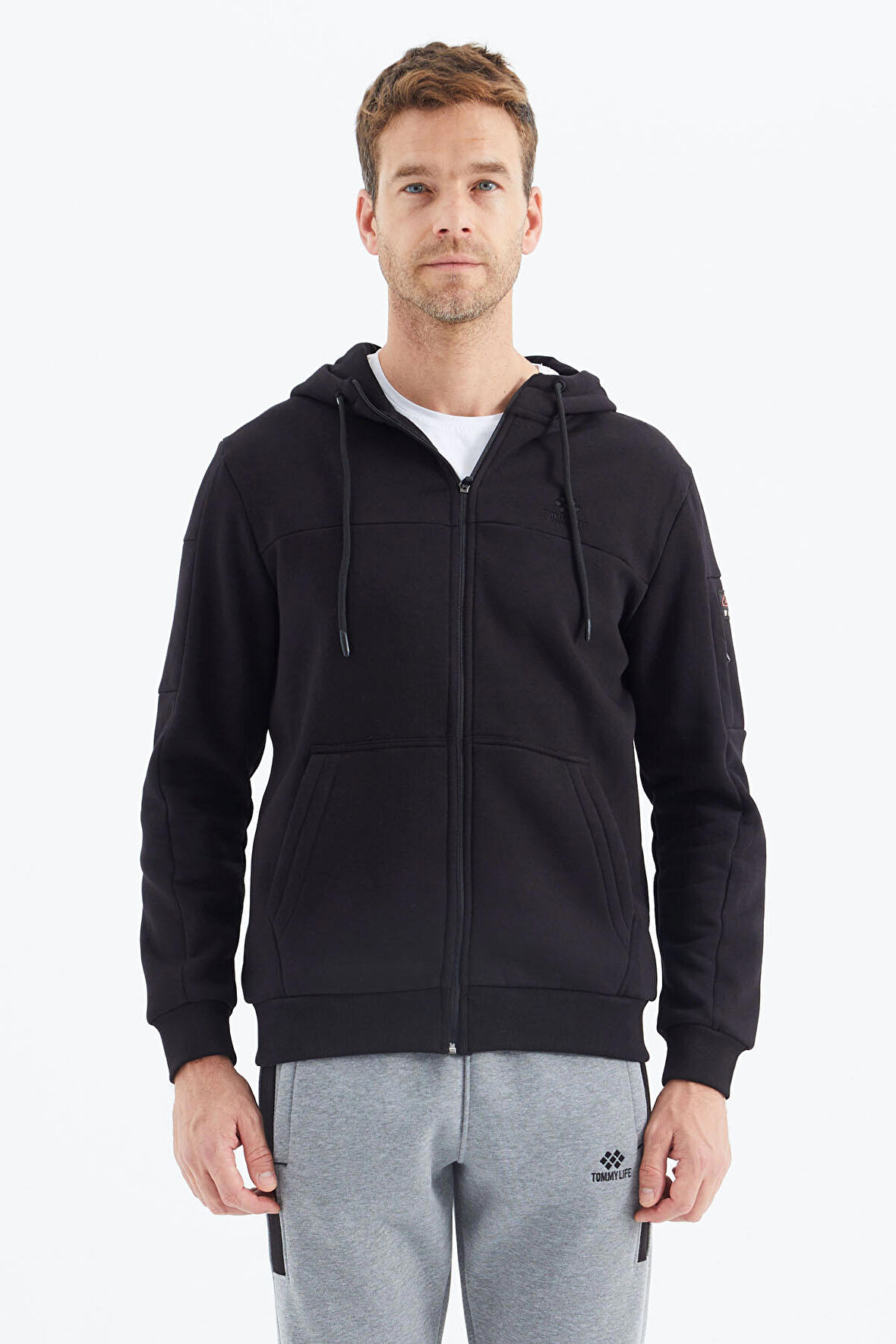 Siyah Fermuarlı Erkek Sweatshirt - 88303 | S