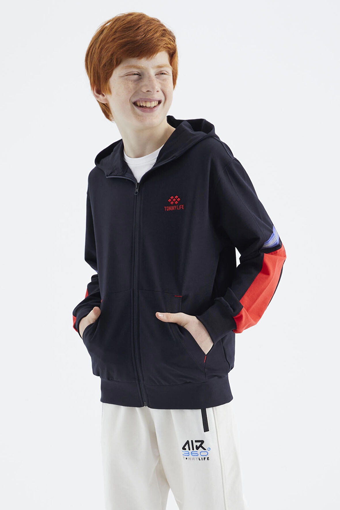Lacivert Fermuarlı Erkek Çocuk Sweatshirt - 11180 | 7-8