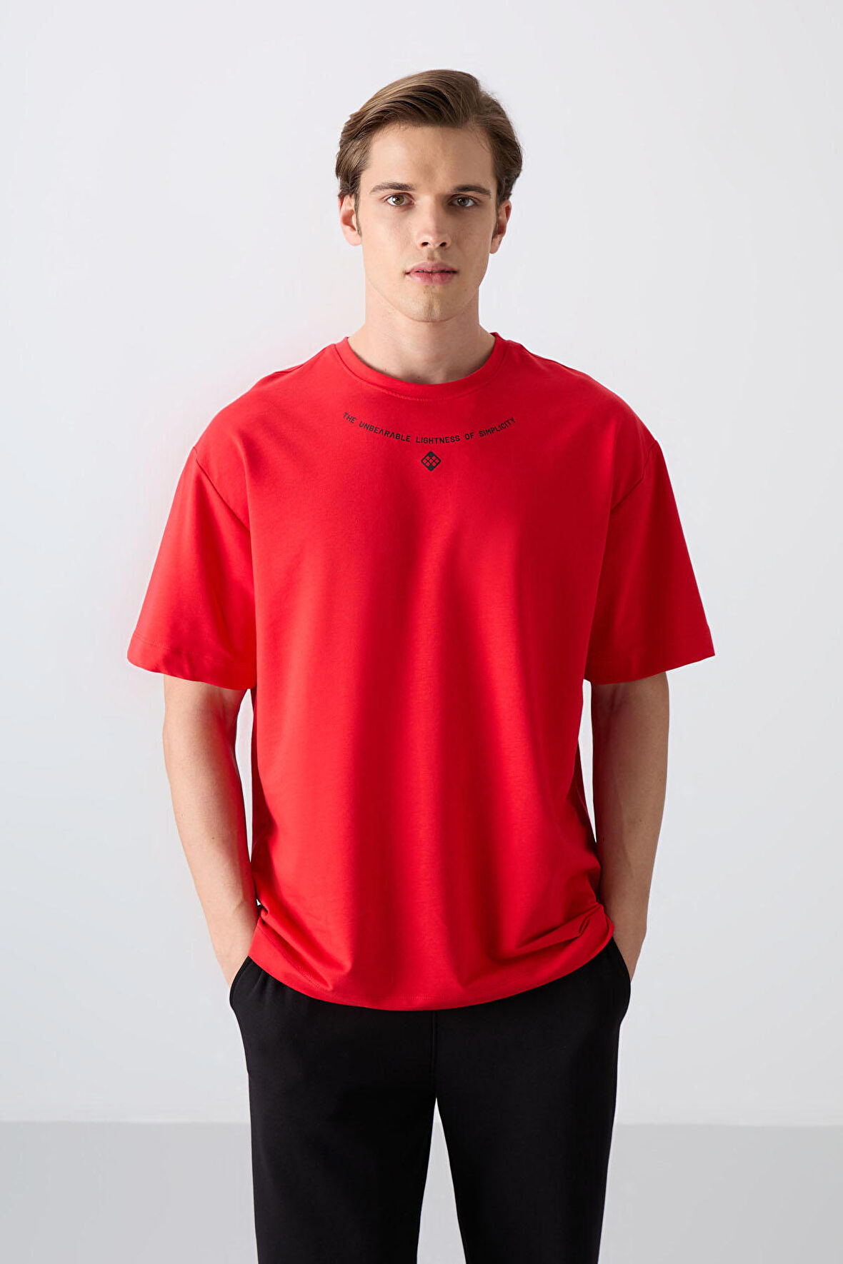Fiesta Pamuklu Kalın Yumuşak Dokulu Oversize Fit Baskılı Erkek T-Shirt - 88343 | XXL
