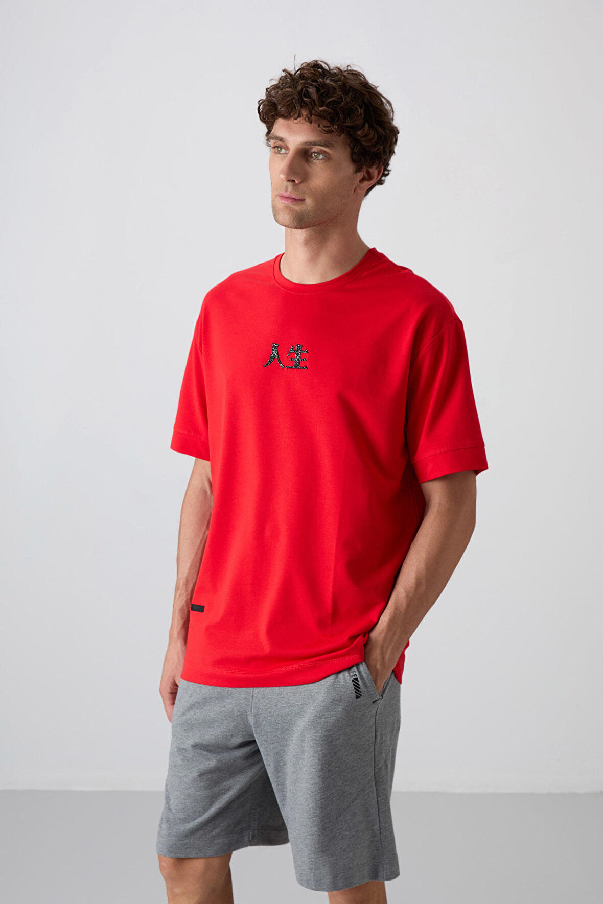 Fiesta Pamuklu Kalın Yumuşak Dokulu Oversize Fit Baskılı Erkek T-Shirt - 88342 | XXL