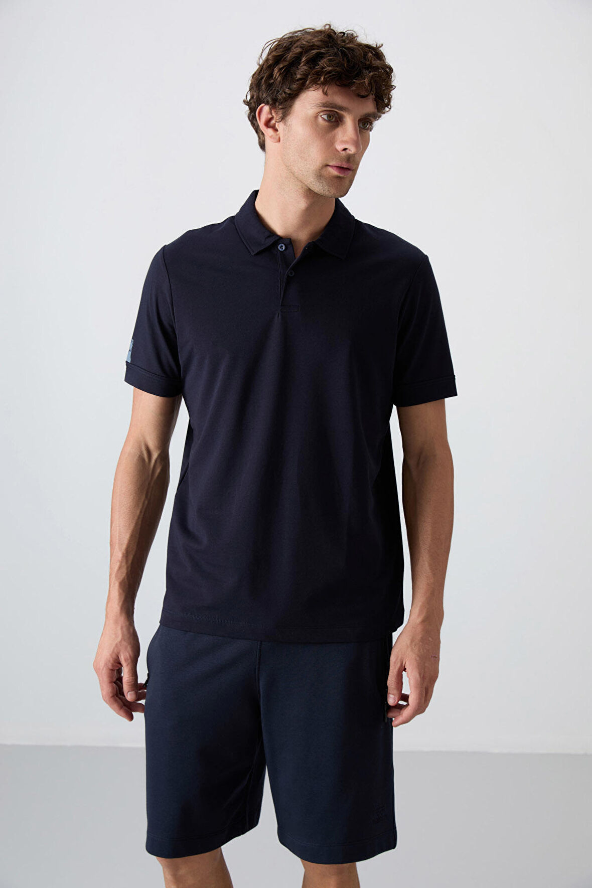 Lacivert Pamuklu Kalın Yumuşak Dokulu Standart Fit Basic Polo Yaka Erkek T-Shirt - 88351 | XXL