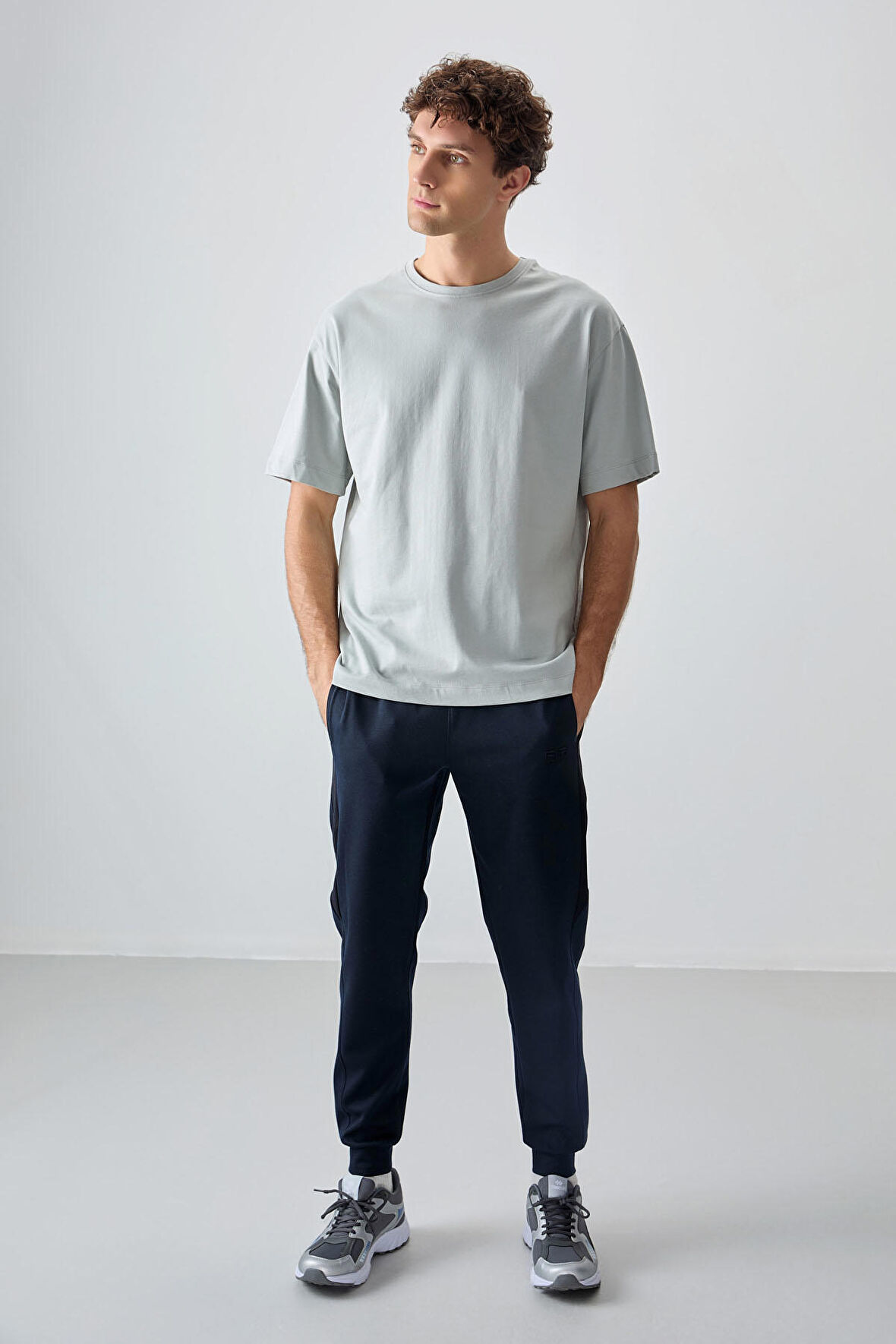 Taş %100 Pamuk Kalın Yumuşak Dokulu Oversize Fit Basic Erkek T-Shirt - 88353 | L