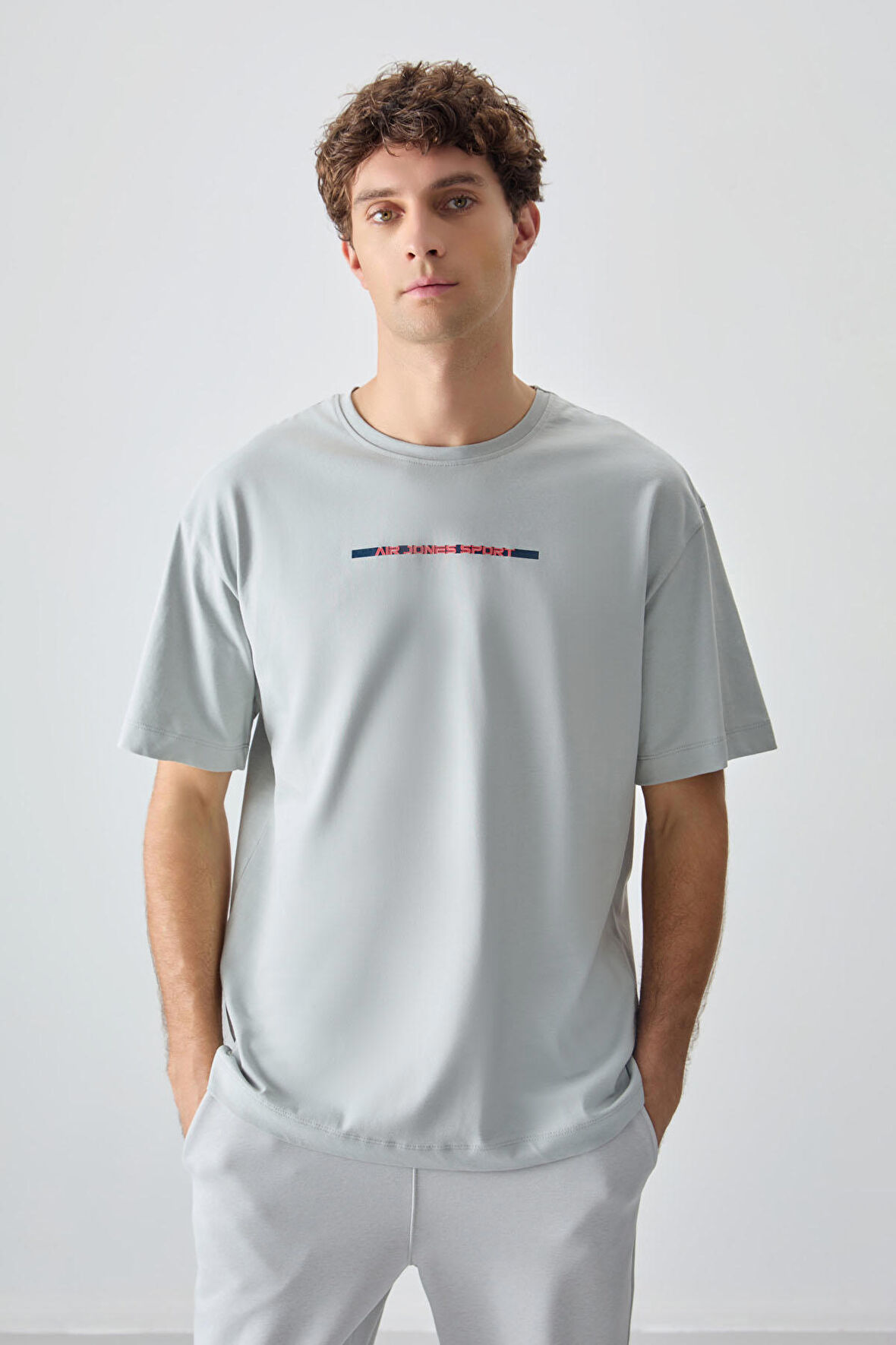 Taş %100 Pamuk Kalın Yumuşak Dokulu Oversize Fit Baskılı Erkek T- Shirt - 88358 | M