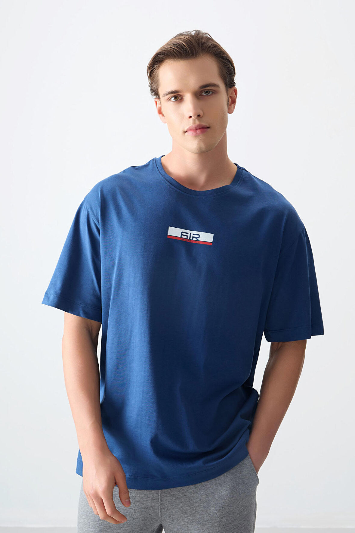 Parlament %100 Pamuk Kalın Yumuşak Dokulu Oversize Fit Baskılı Erkek T- Shirt - 88359 | M