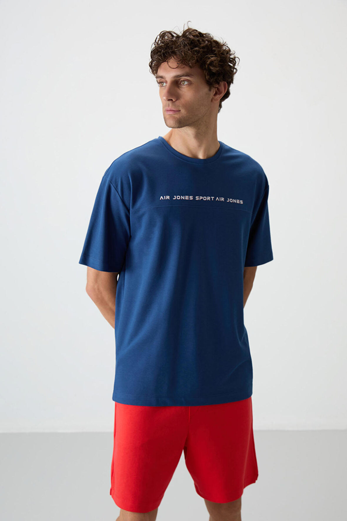 Parlament Pamuklu Kalın Yüzeyi Dokulu Oversize Fit  Baskılı Erkek T-Shirt - 88371 | S