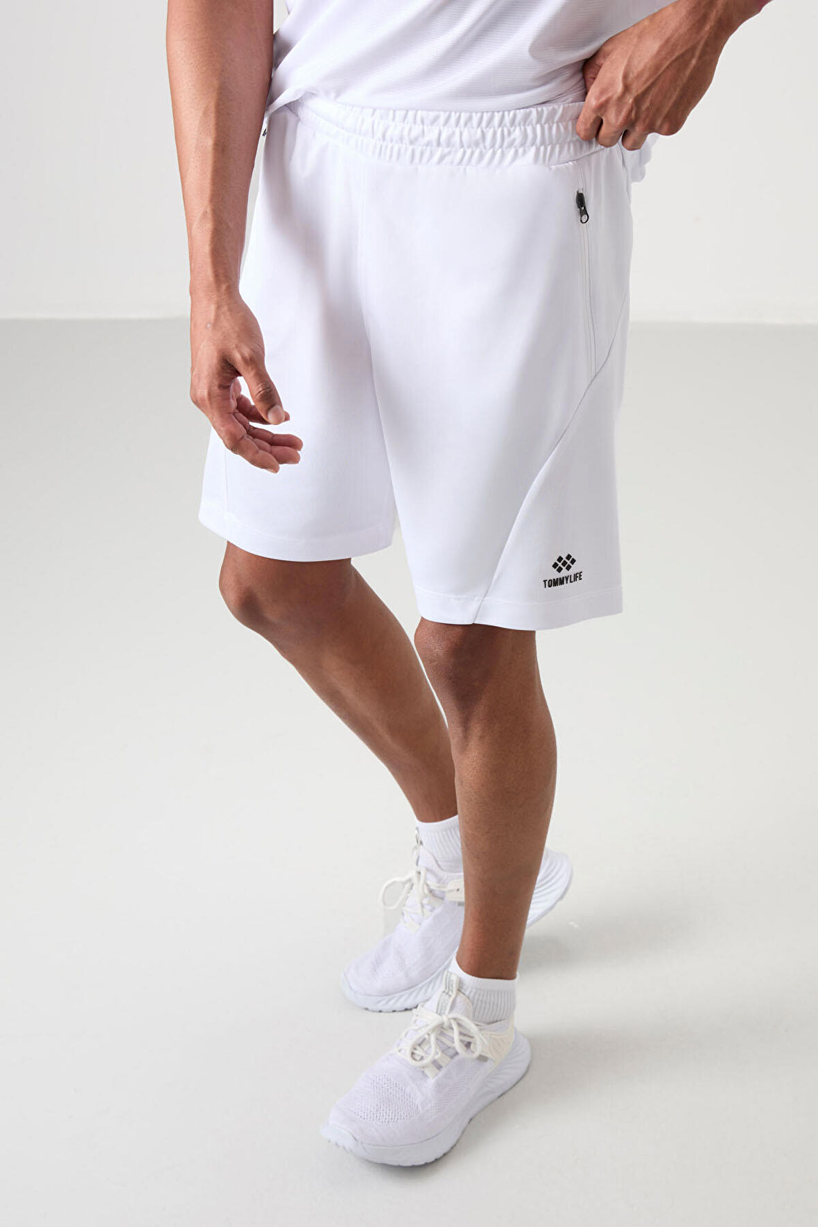 Beyaz Polyester Kalın Yumuşak Comfort Fit Erkek Şort - 81273