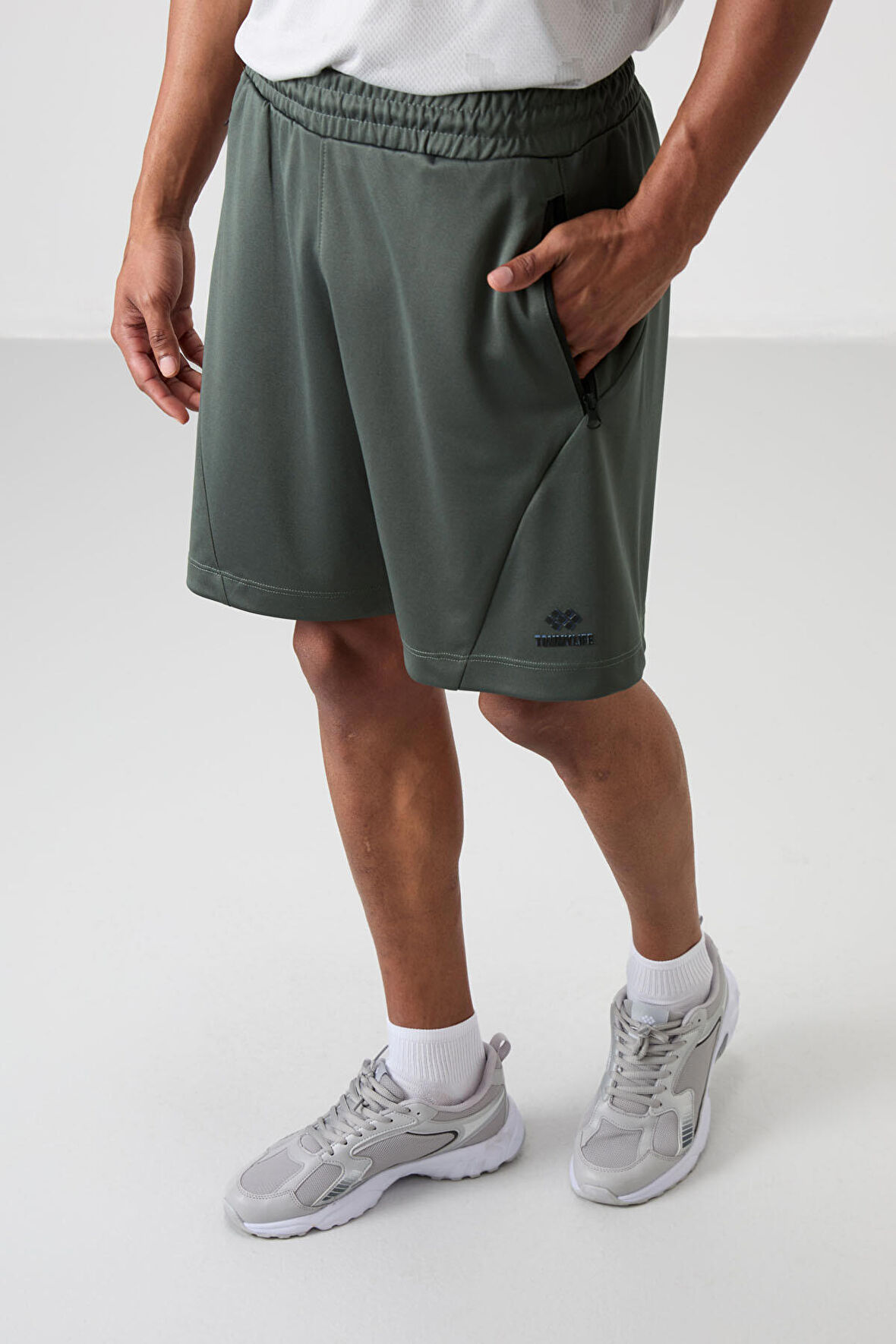 Haki Polyester Kalın Yumuşak Comfort Fit Erkek Şort - 81273