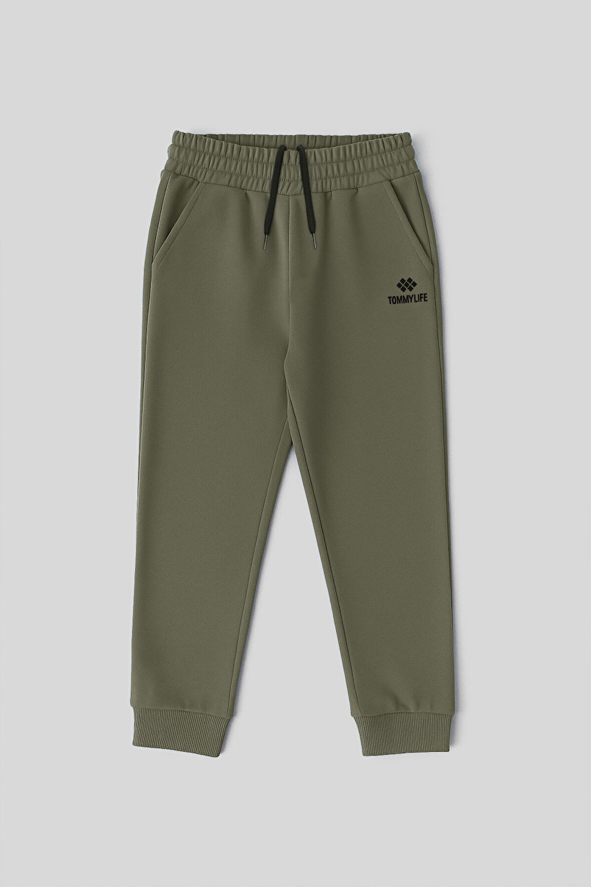 Haki Standart Fit Manşetli İnce Erkek Çocuk Eşofman Alt - 11205