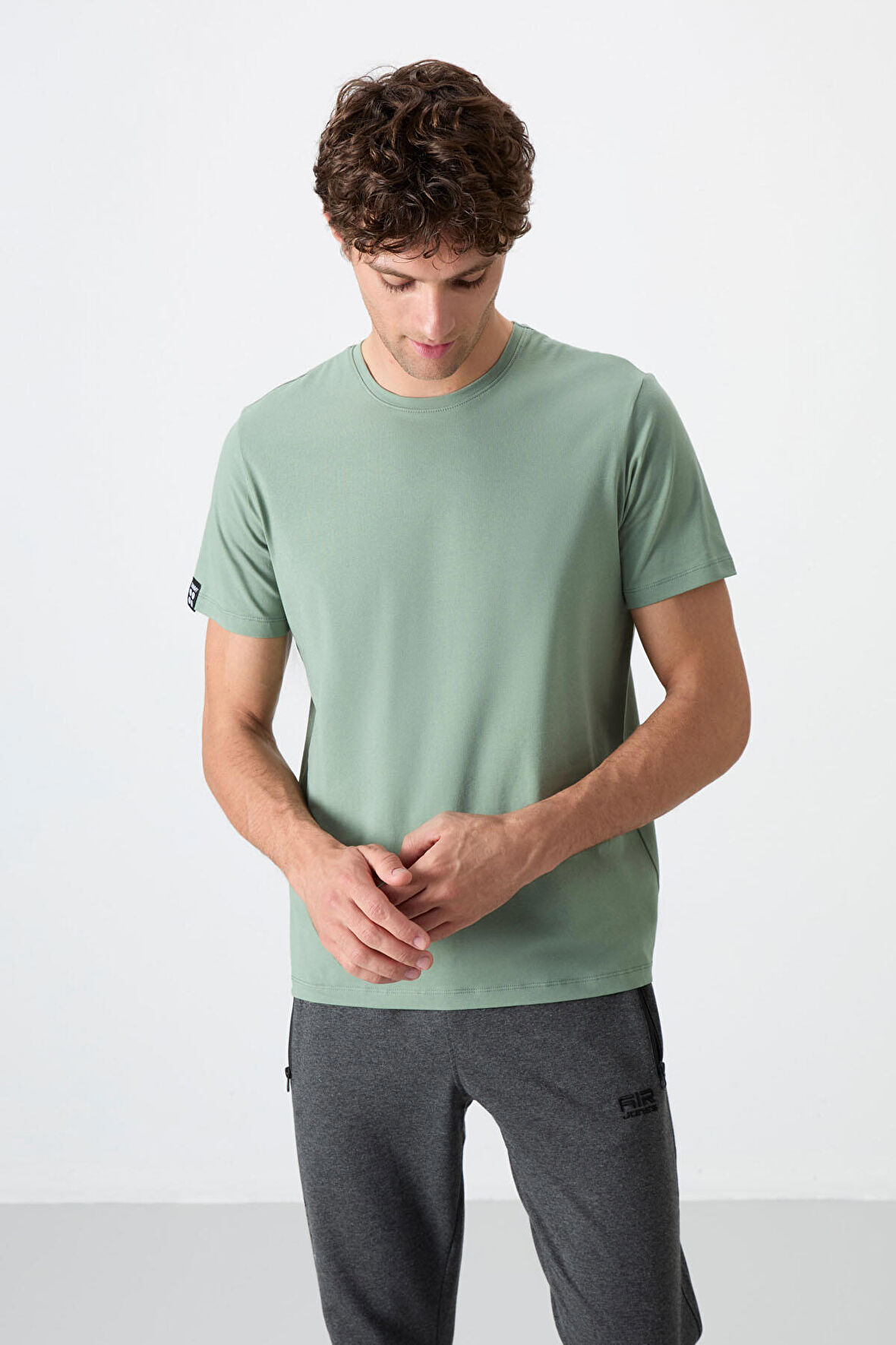 Açık Yeşil Erkek Basic Kısa Kol Standart Kalıp O Yaka T-shirt - 87911