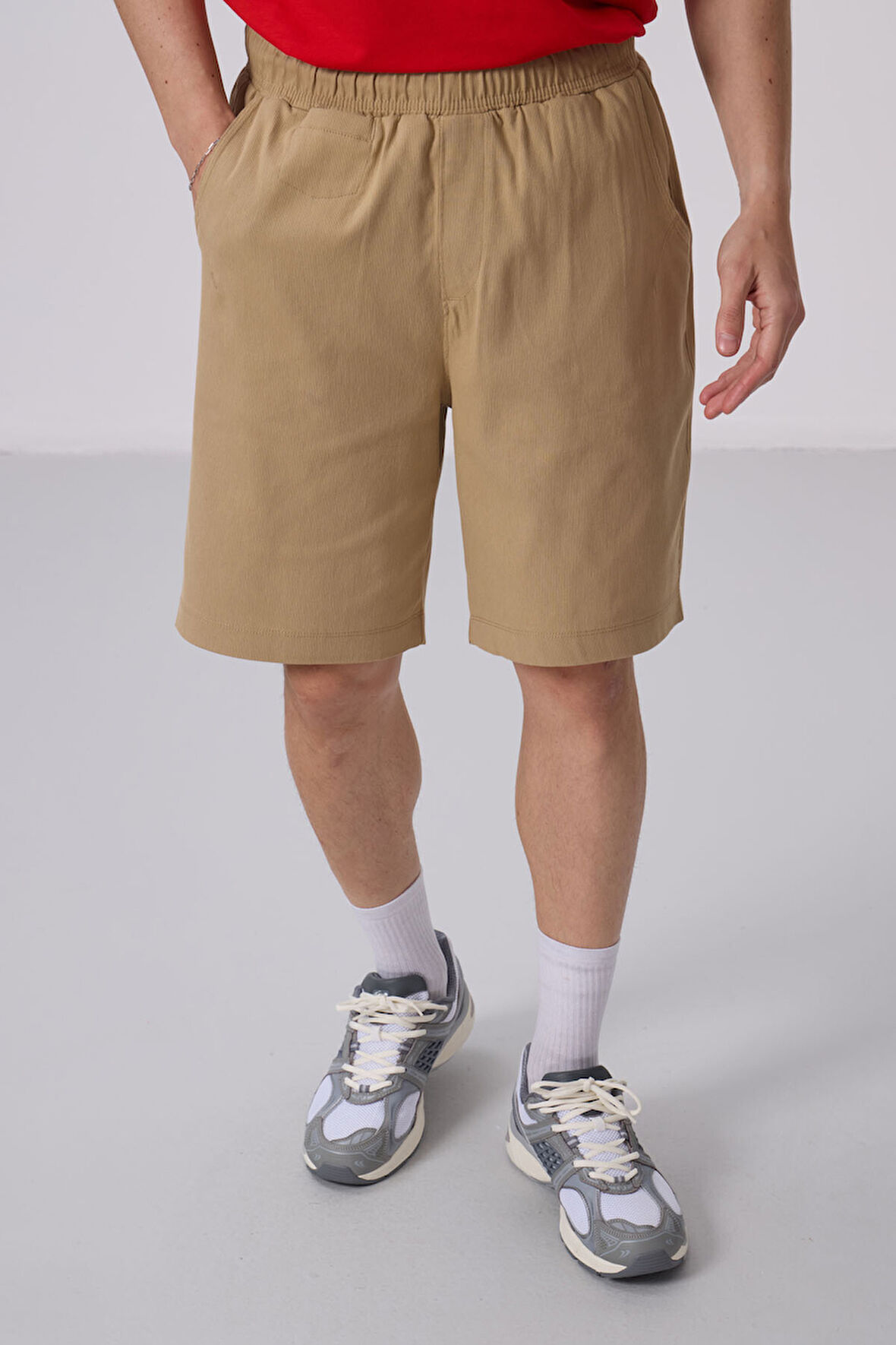 Koyu Bej Standart Fit Dokuma Hafif Esnek Chino Şort - 81290