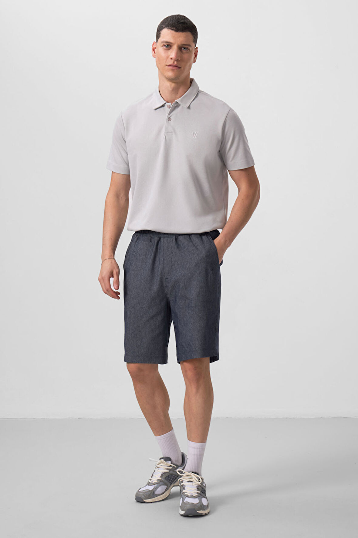 Kot Lacivert Standart Fit Dokuma Hafif Esnek Chino Erkek Şort - 81290