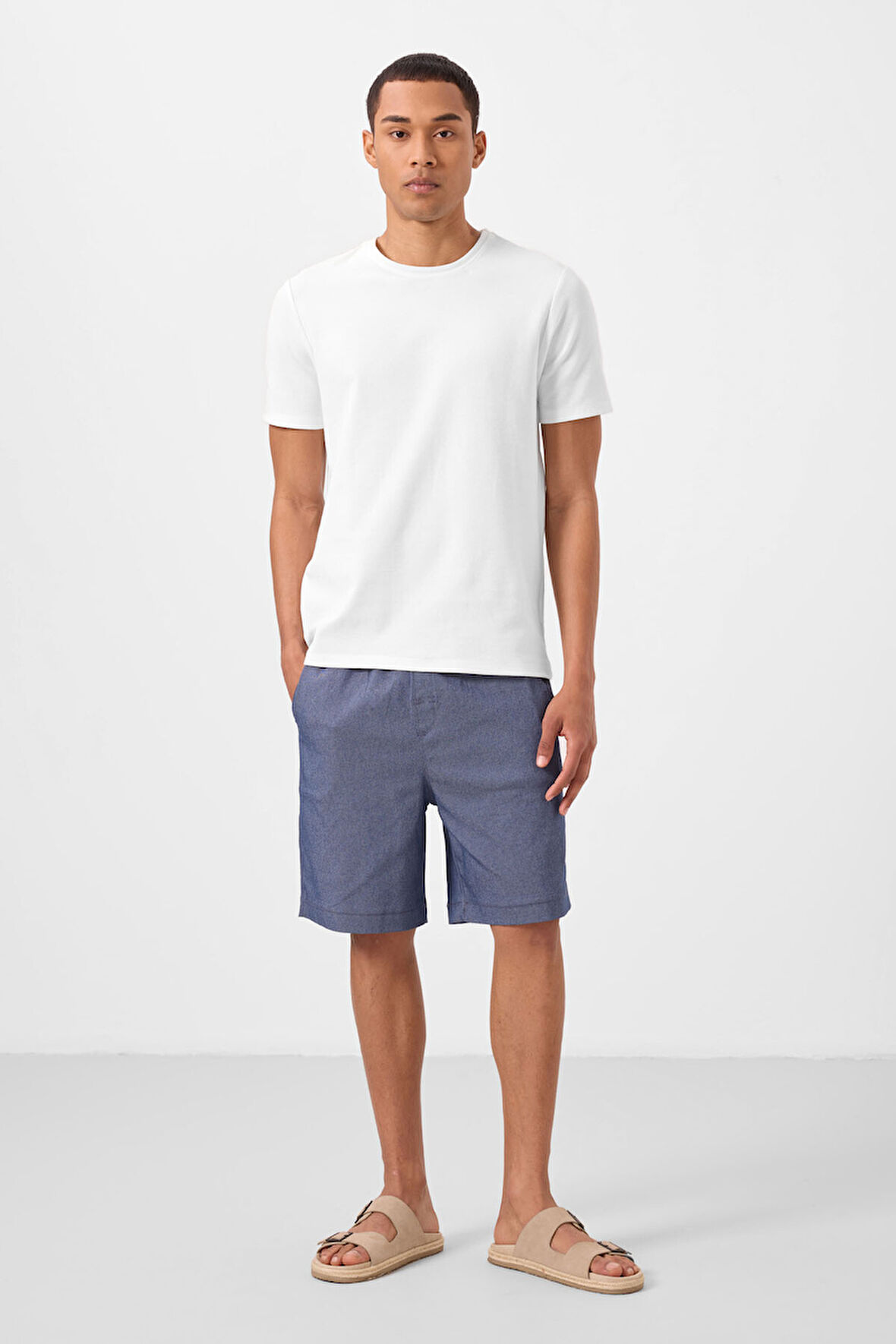 Kot Lacivert Standart Fit Dokuma Hafif Esnek Chino Erkek Şort - 81293