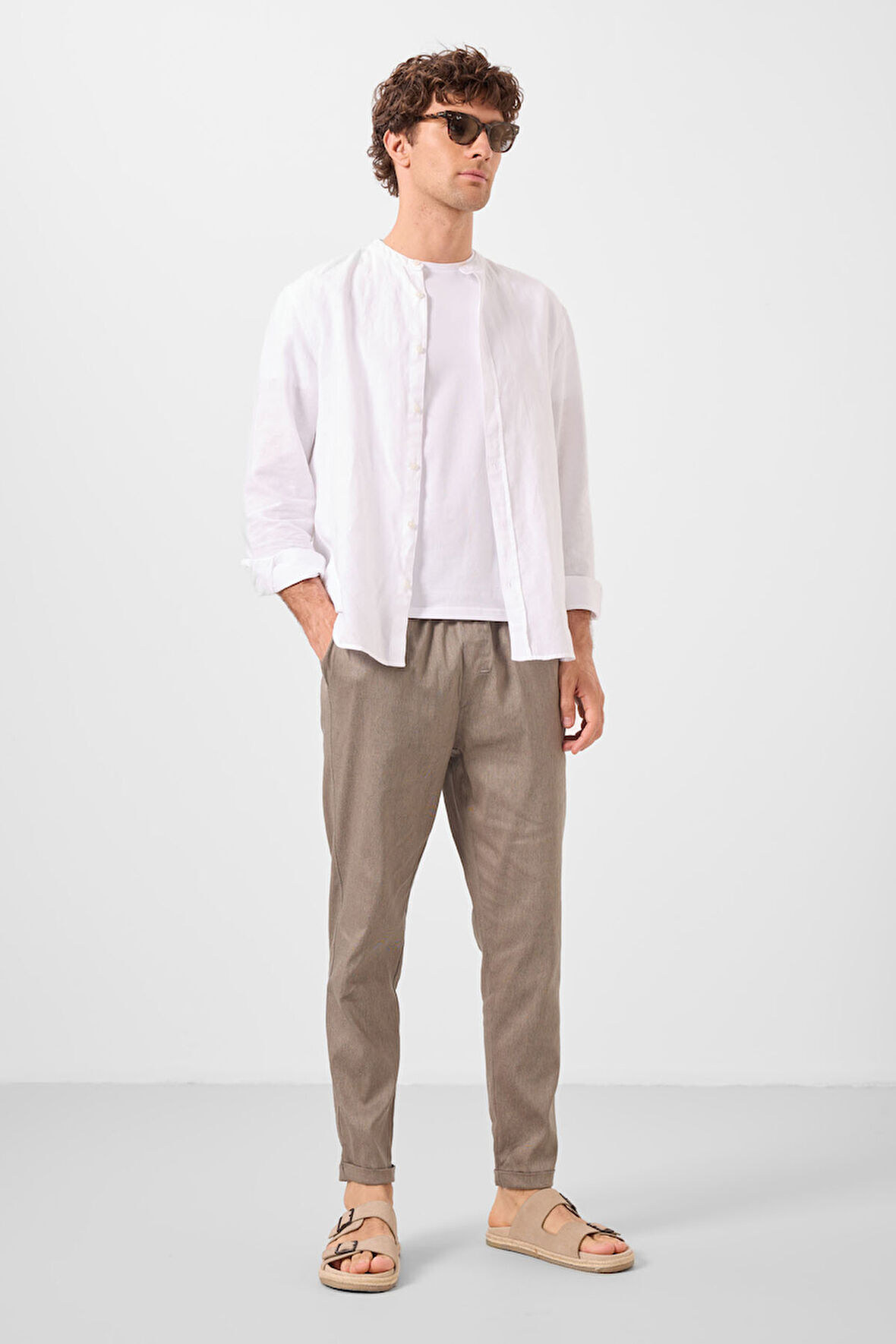 Camel Standart Fit Dokuma Hafif Esnek Chino Erkek Pantolon - 82178