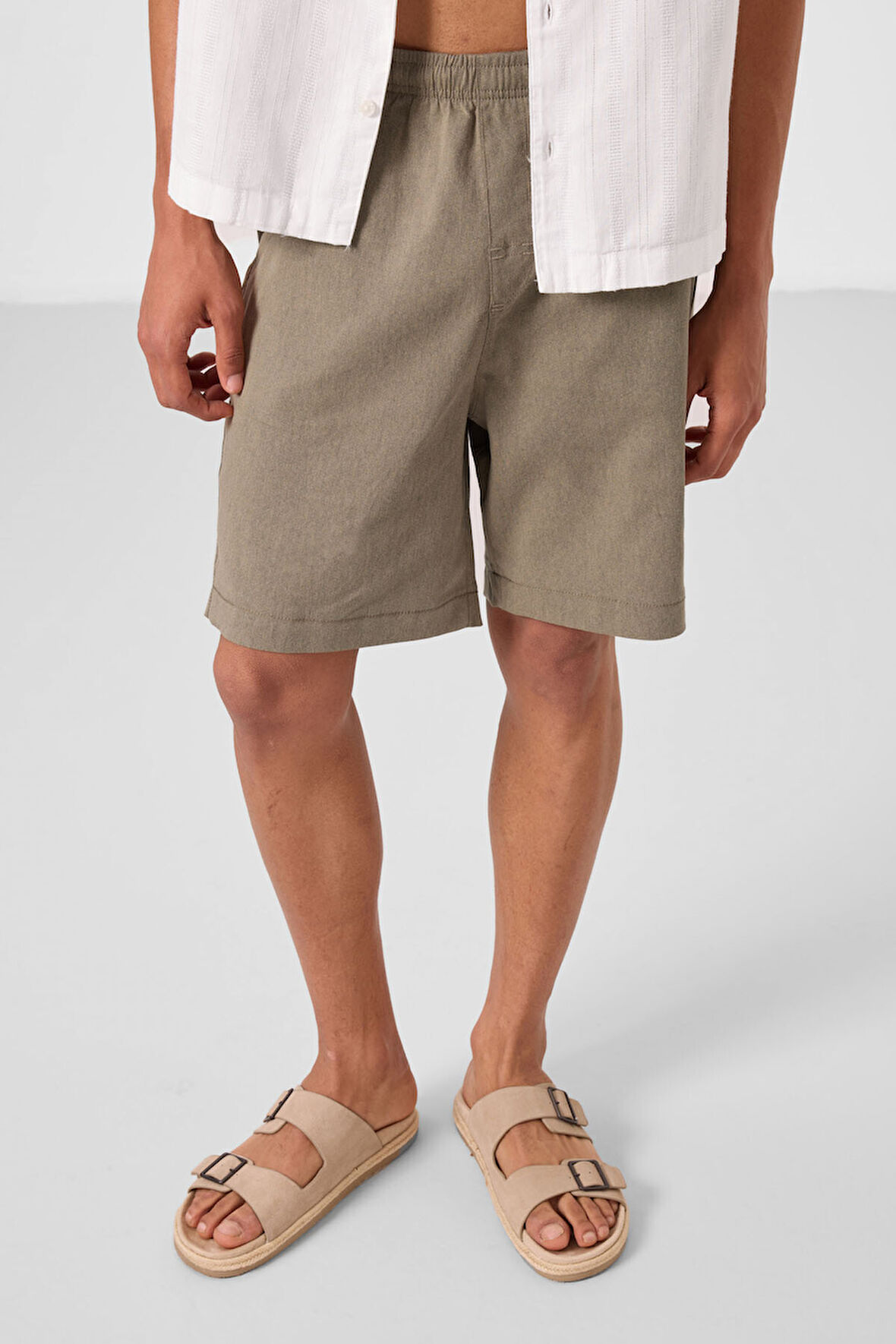 Camel Standart Fit Dokuma Hafif Esnek Chino Erkek Şort - 81293