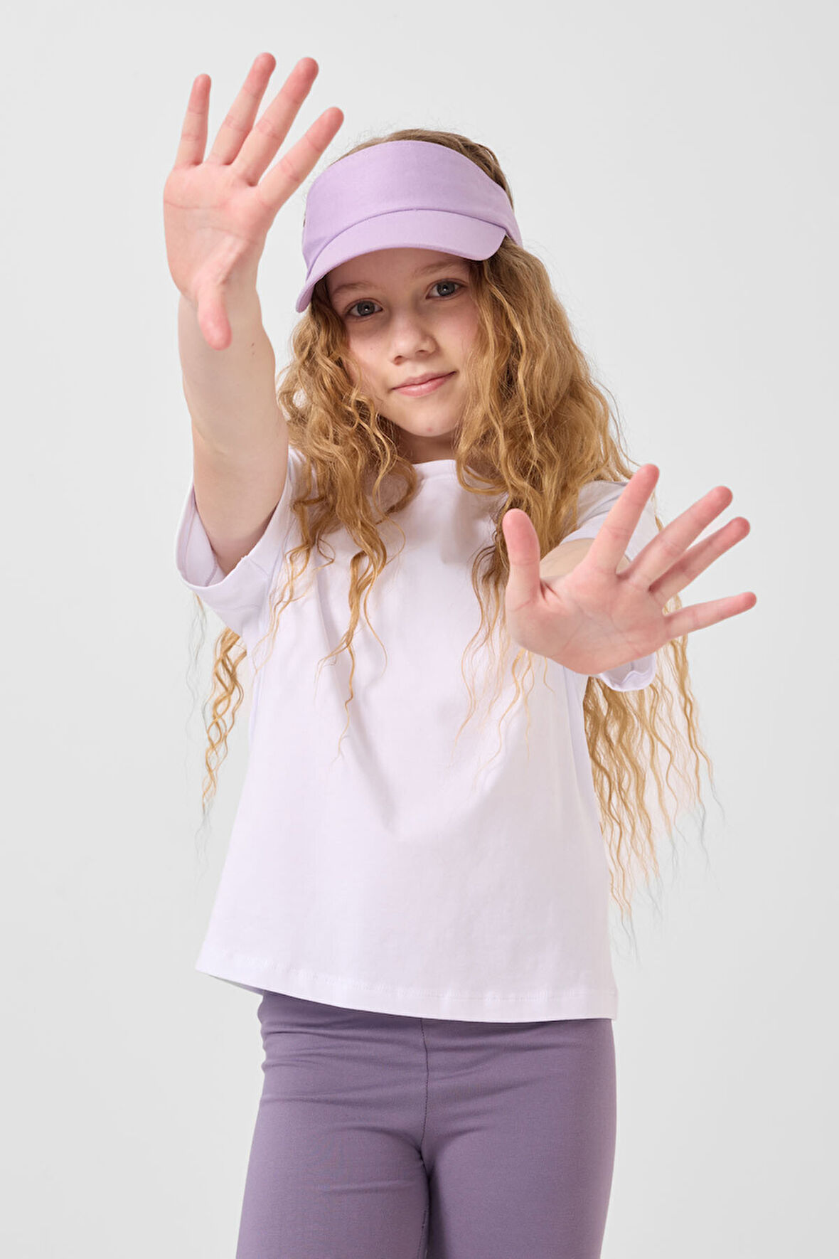 Eflatun Pamuklu Kısa Paça Standart Fit Basic Kız Çocuk Tayt - 75188