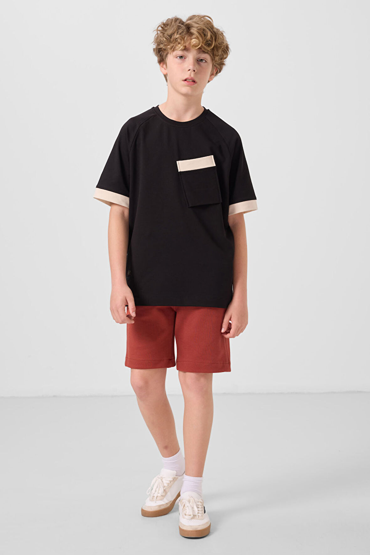 Kiremit Pamuklu Yumuşak Dokulu Standart Fit Basic Erkek Çocuk Şort - 11293