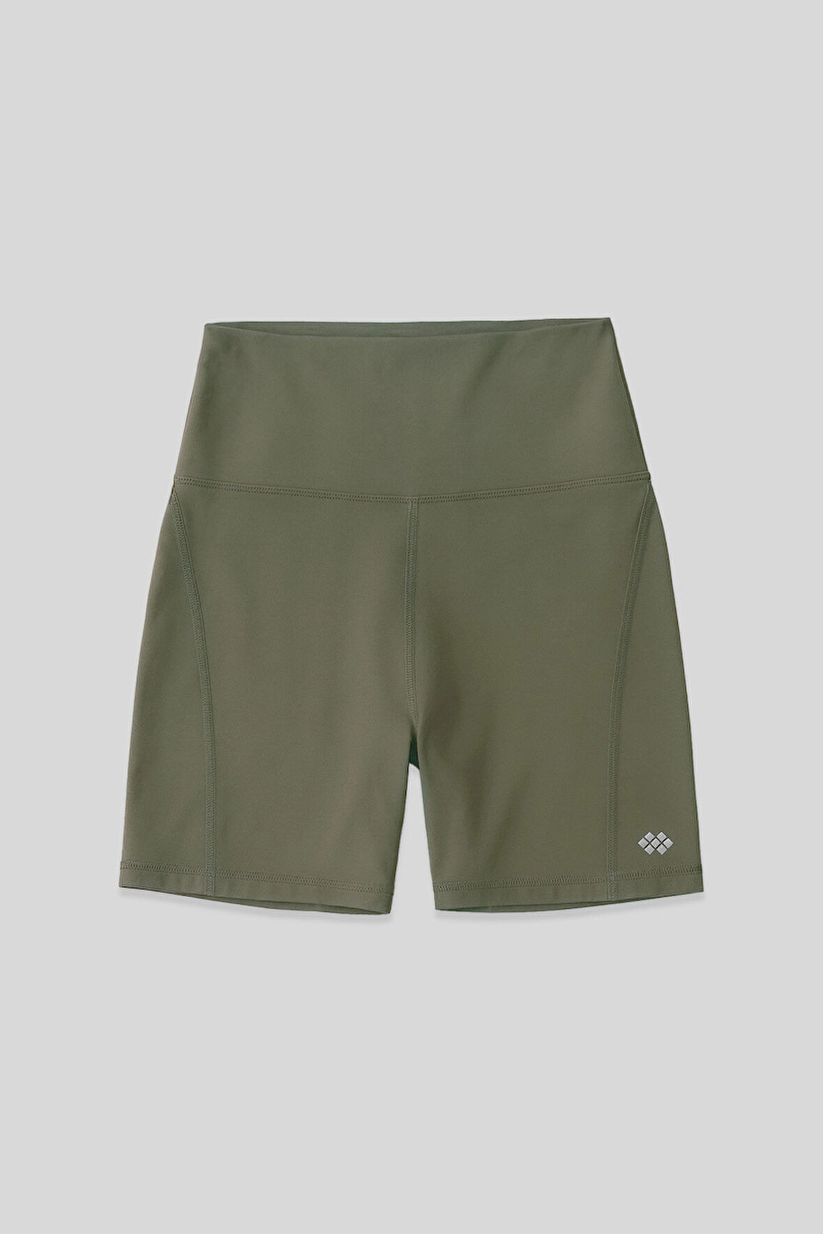 Haki Kemer Detaylı Yüksek Bel Slim Fit Kısa Biker Kadın Tayt - 91017