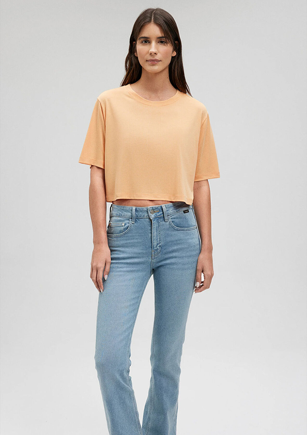 Lux Touch TENCEL TM Turuncu Basic Crop Tişört 1612231-71240