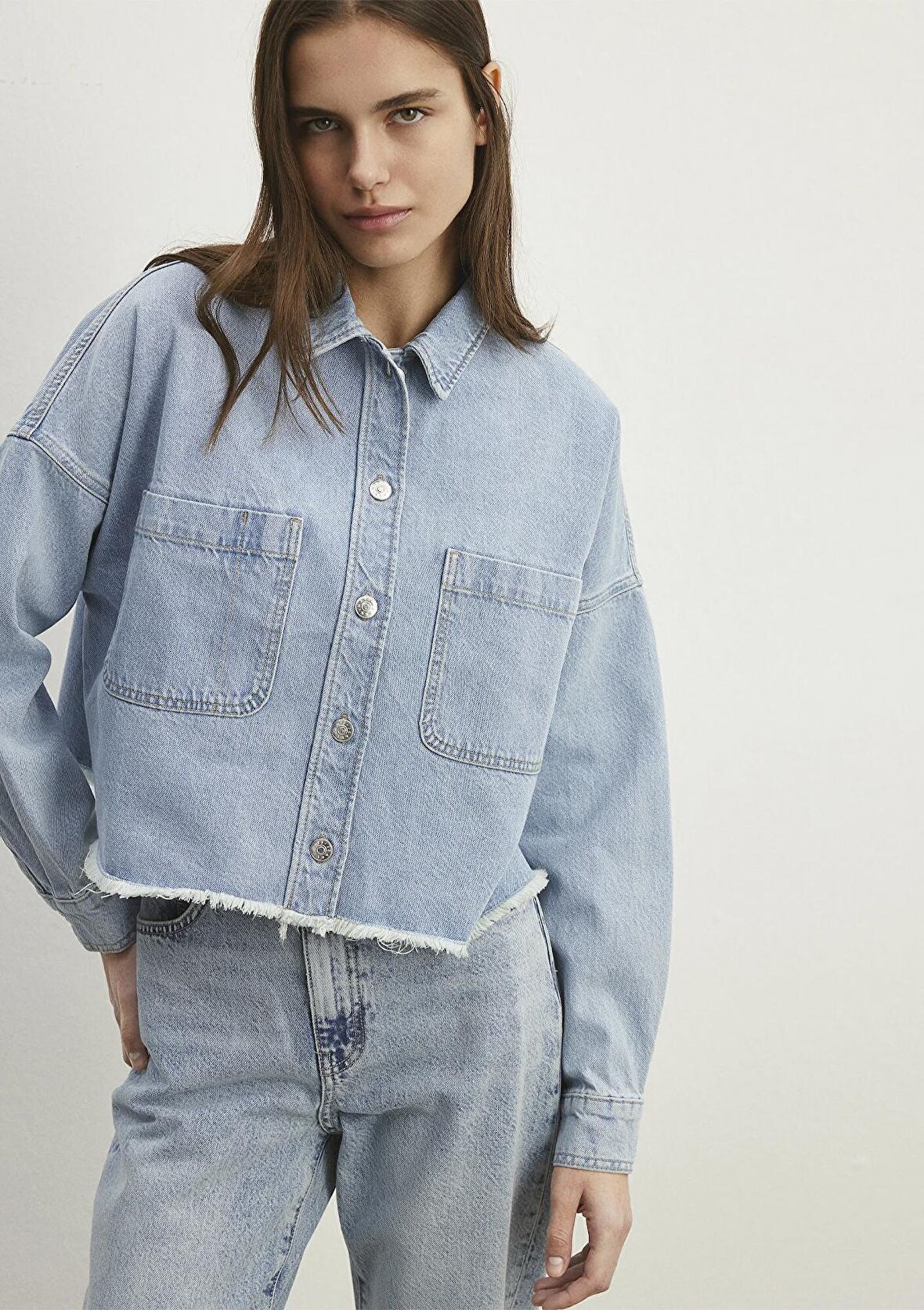 Vivi 90lar Açık Mavi Jean Gömlek 1210244-86442