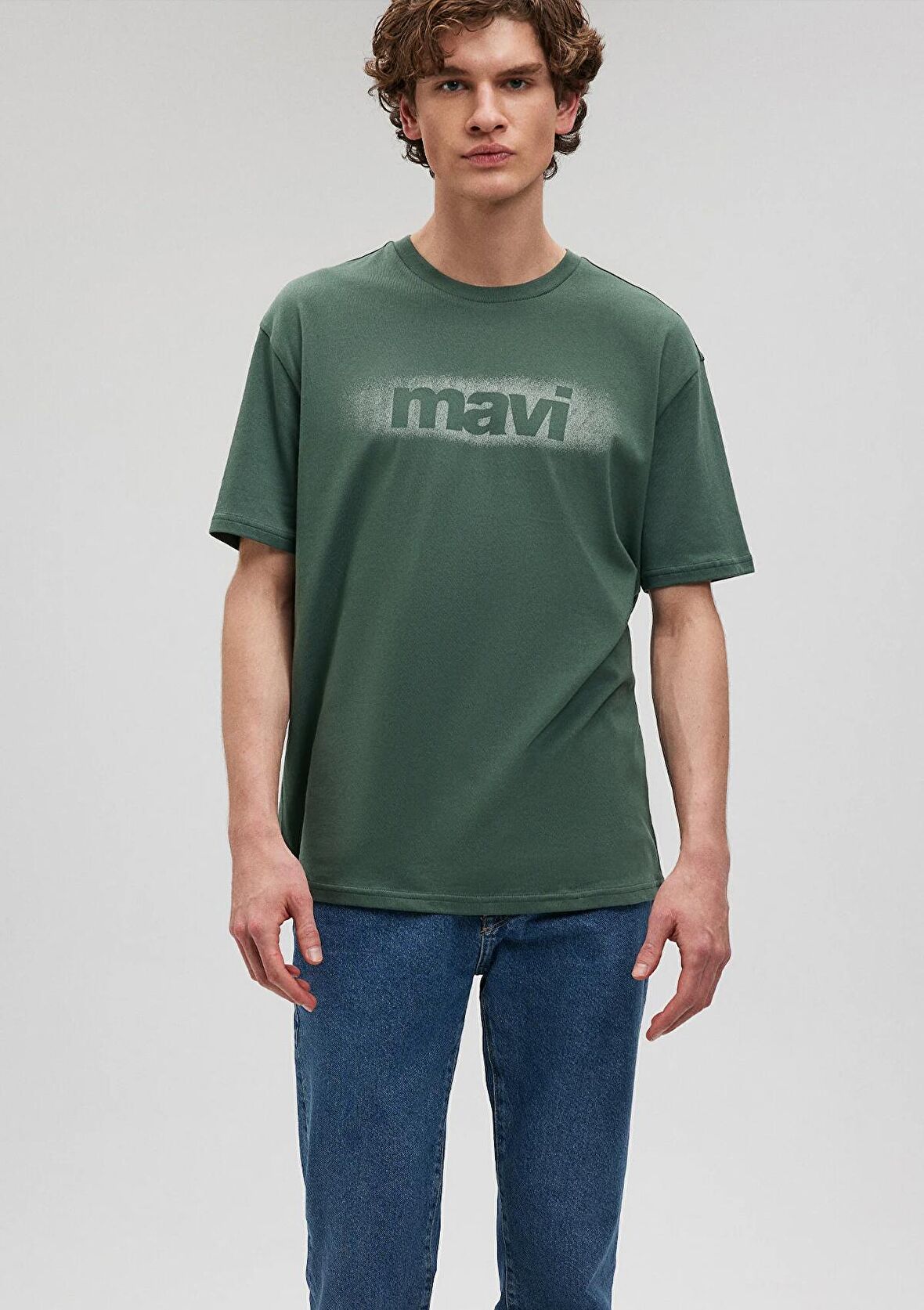 Mavi Logo Baskılı Yeşil Tişört 0612002-81570