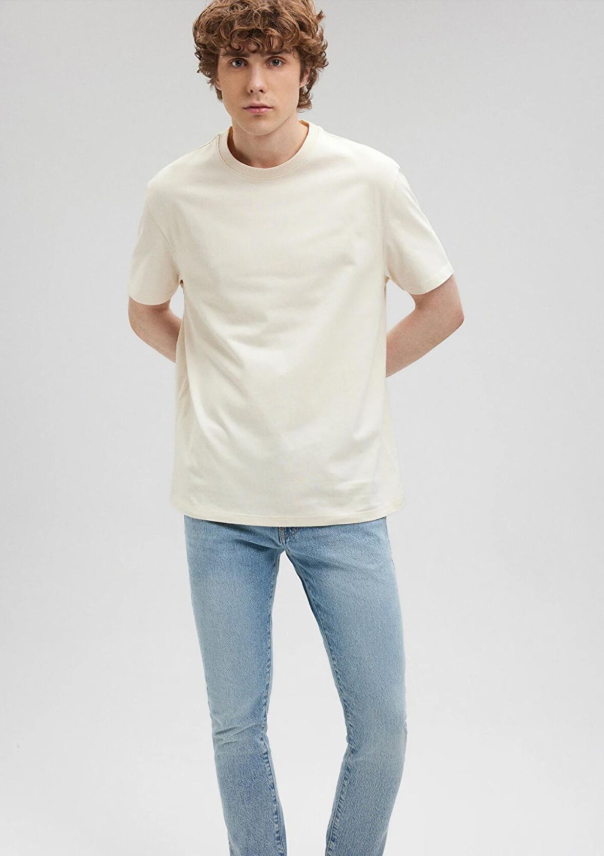 Mavi Bisiklet Yaka Bej Basic Tişört 066249-70072