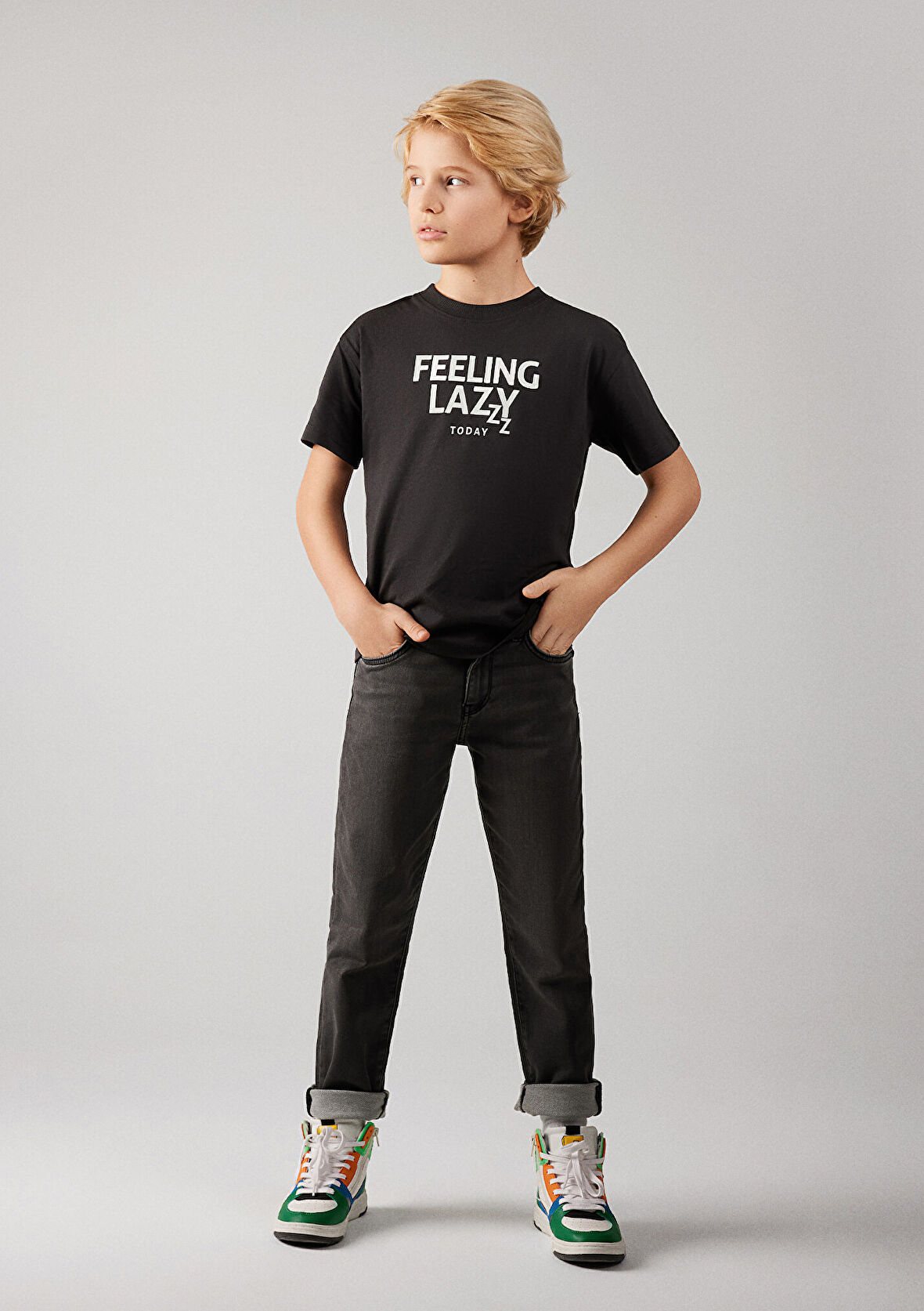 Erkek Çocuk Tom Sporty Jean Pantolon-Koyu Gri  | 4-5