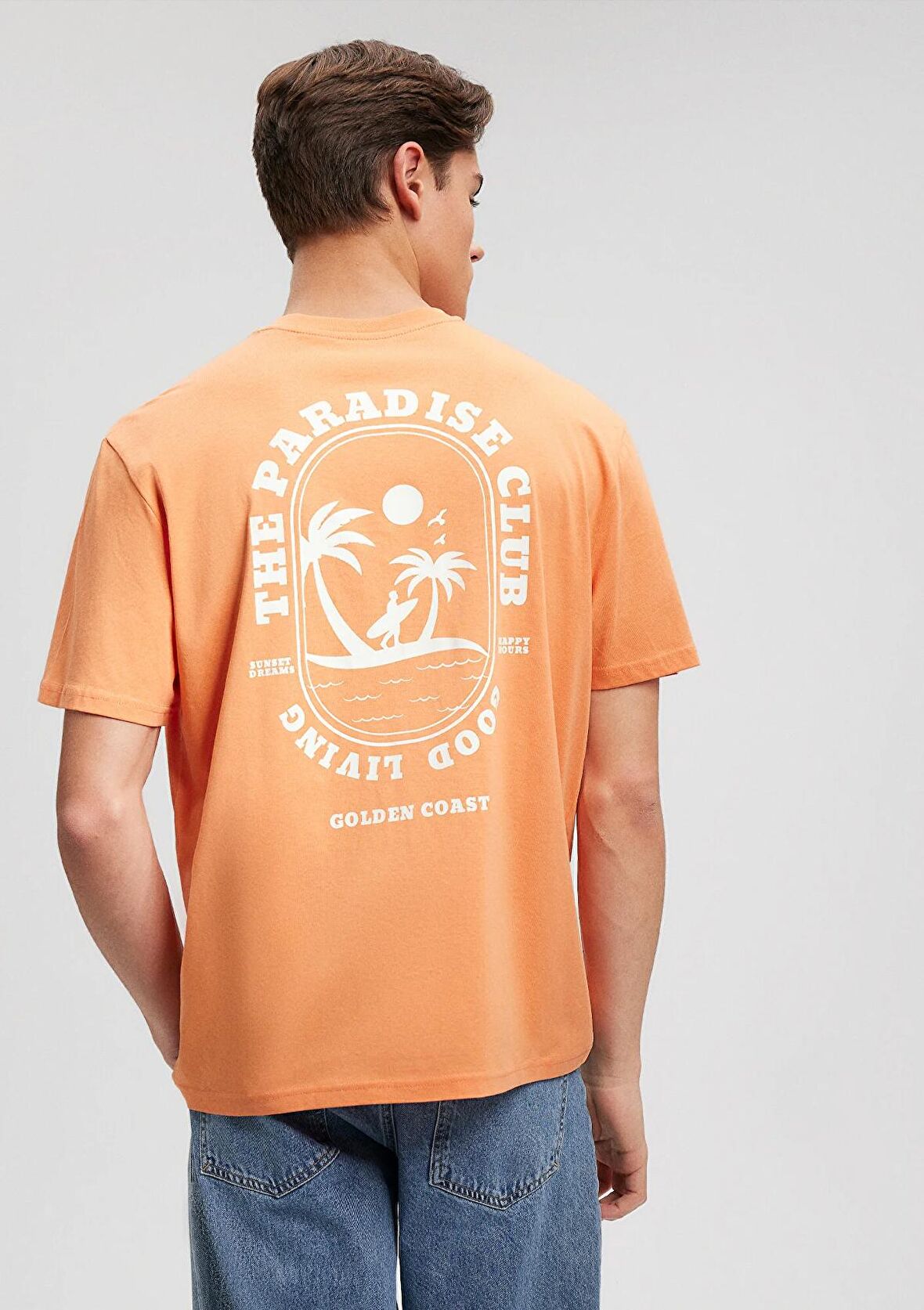 Mavi Sırt Baskılı Turuncu Tişört 0612059-71421