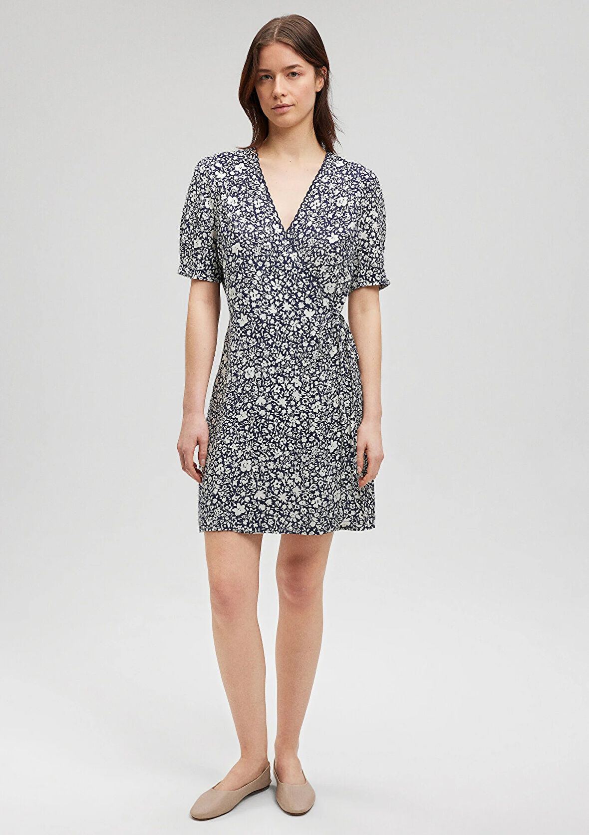 Çiçek Baskılı Dokuma Elbise 1310482-87003