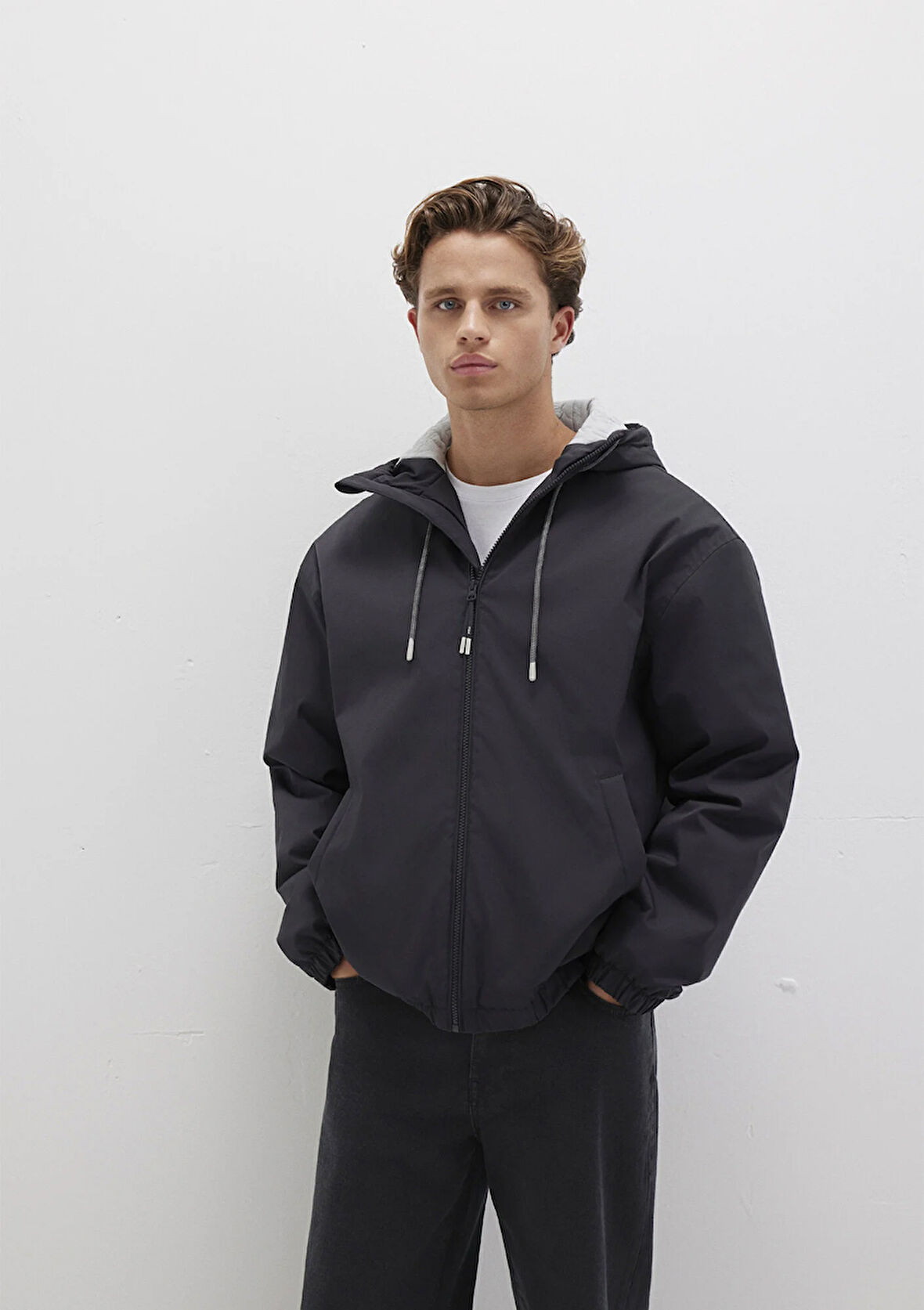 Kapüşonlu Antrasit Ceket 0110333-70087