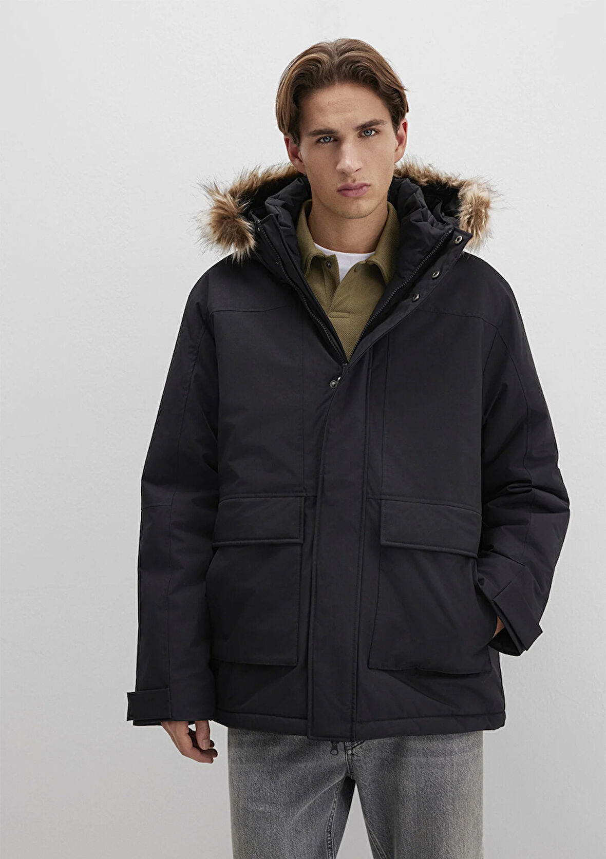 Kapüşonlu Siyah Parka 0110472-900