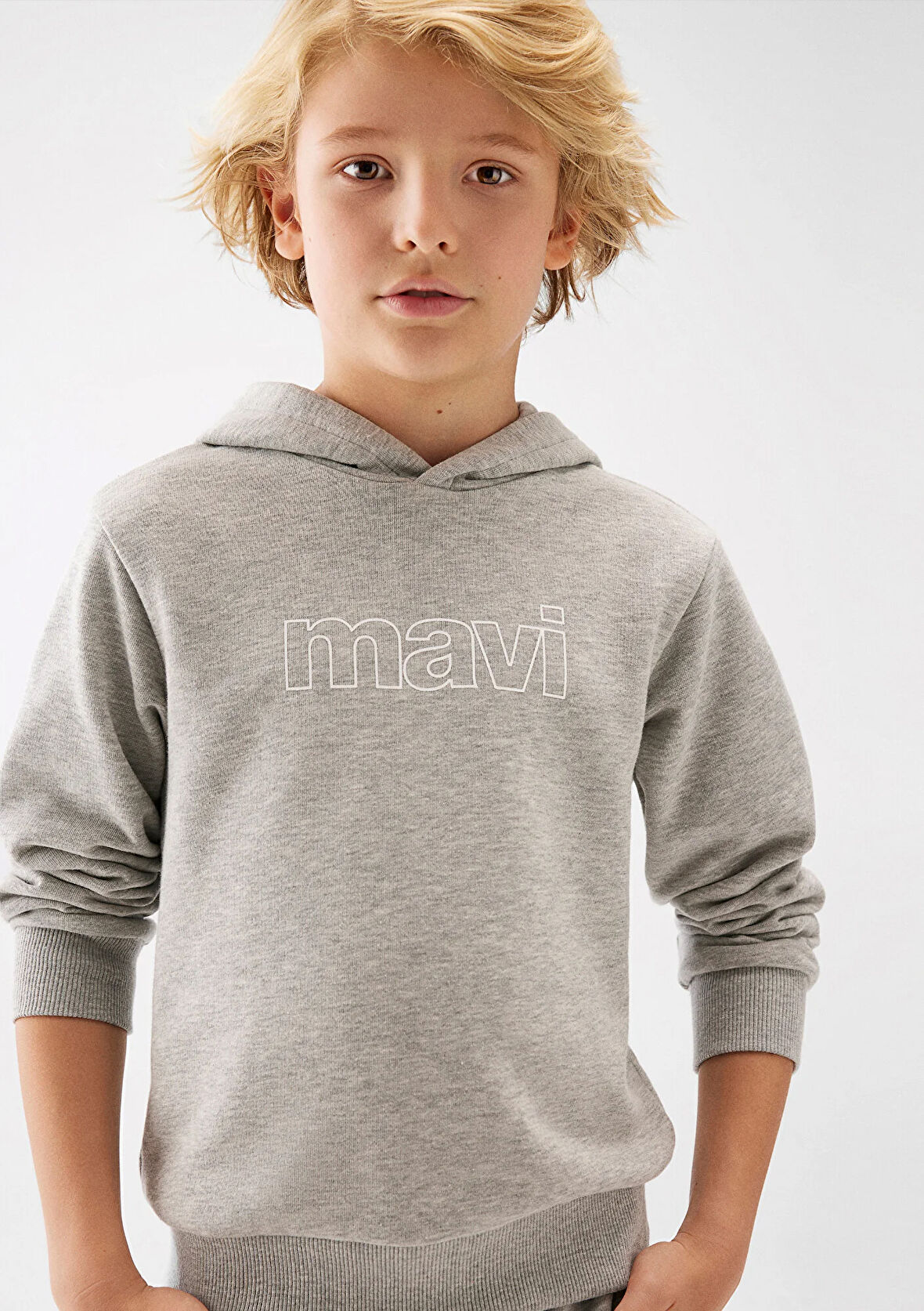 Mavi Logo Baskılı Gri Sweatshirt 6S10090-80196