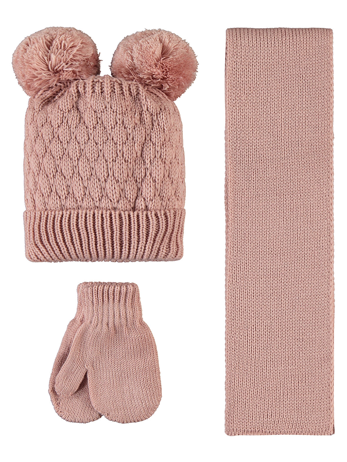 Civil Baby Kız Bebek Atkı Bere Eldiven Set 6-24 Ay Gül