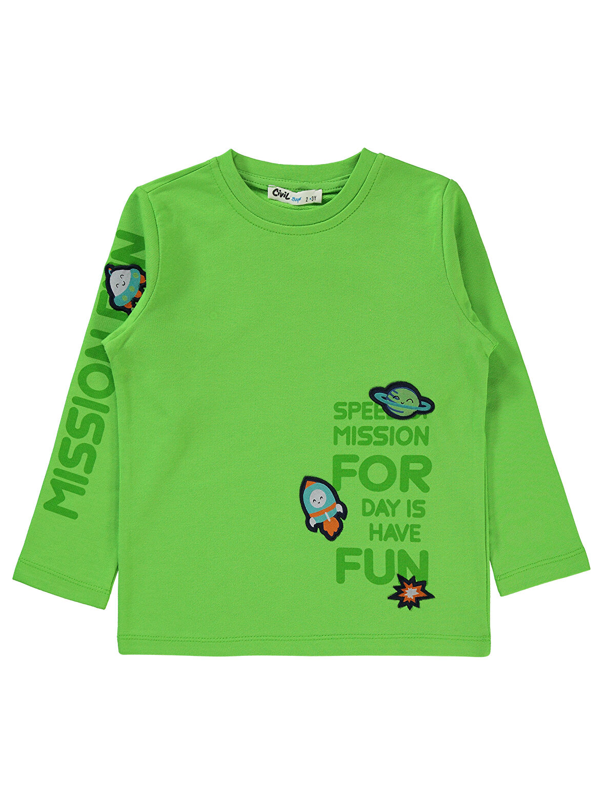 Civil Boys Erkek Çocuk Sweatshirt 2-5 Yaş Neon Yeşil