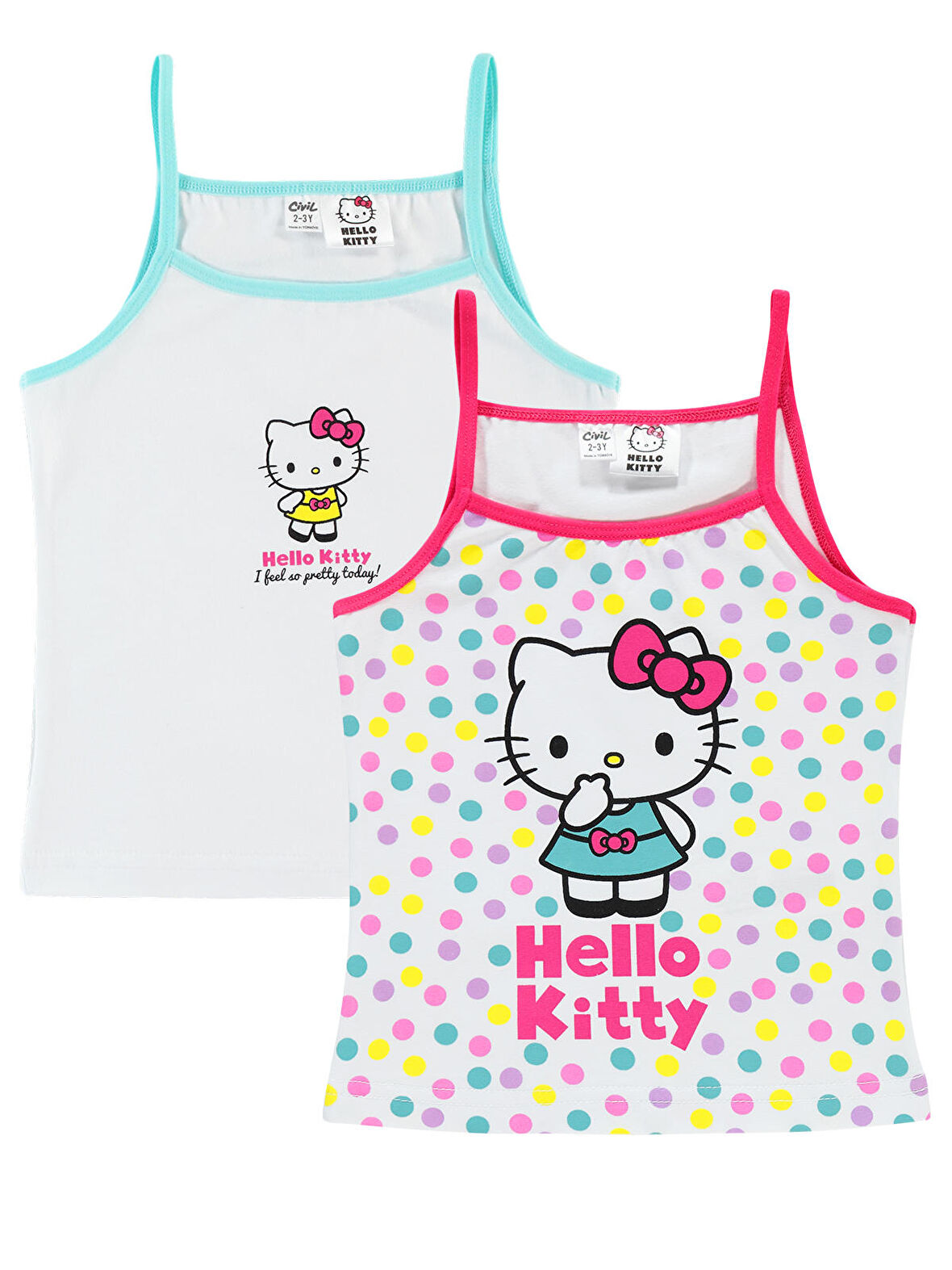 Hello Kitty Kız Çocuk 2'li Atlet Set 2-10 Yaş Beyaz