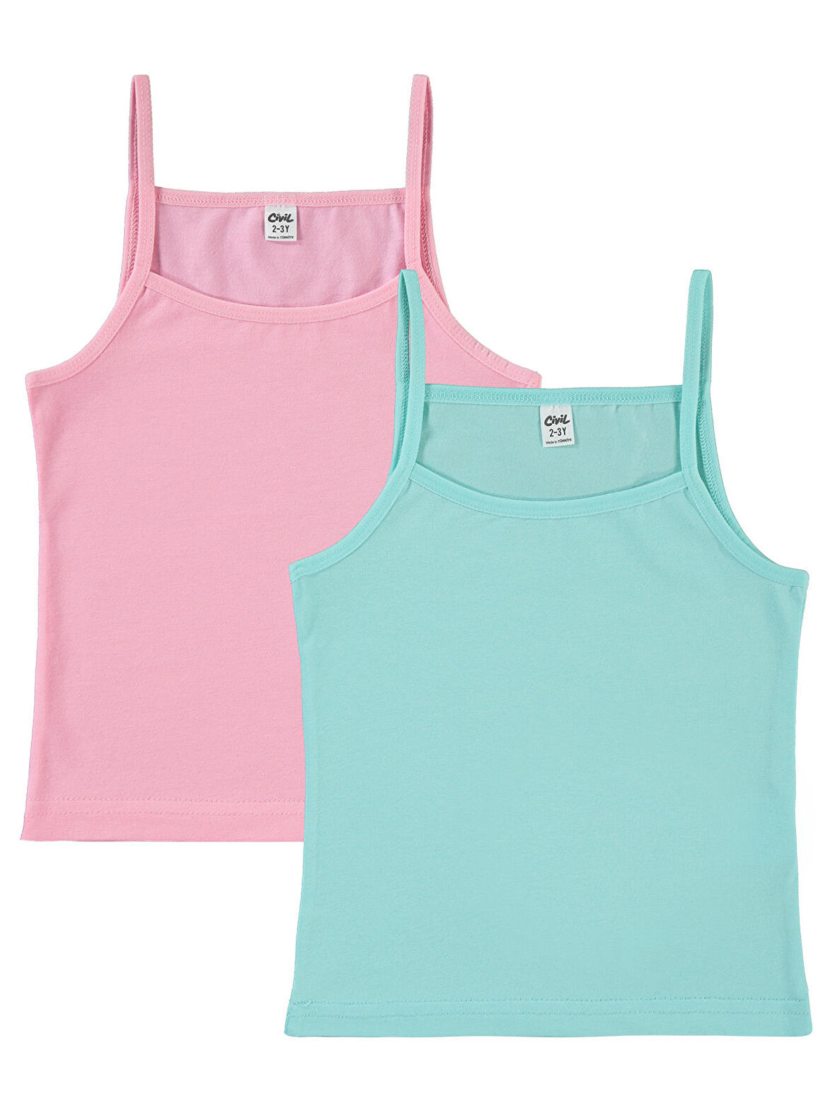 Civil Girls Kız Çocuk 2'li Atlet Set 2-10 Yaş Pembe-Mint