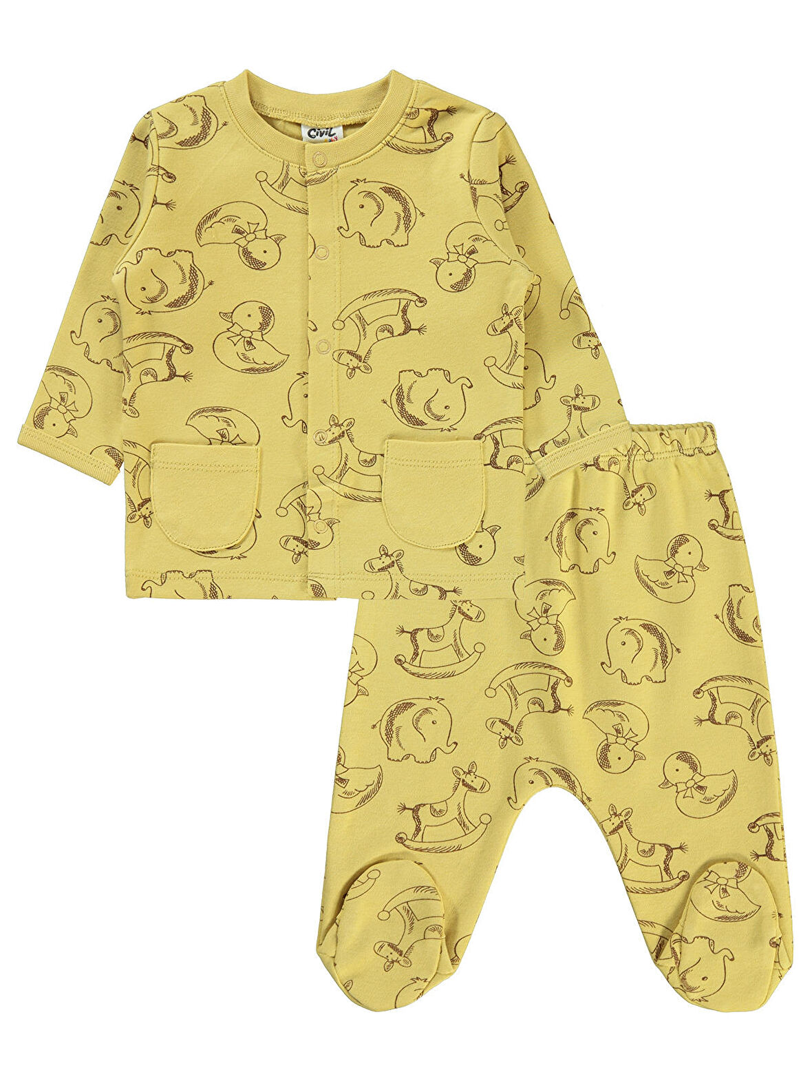 Civil Baby Erkek Bebek Pijama Takımı 1-6 Ay Soft Sarı