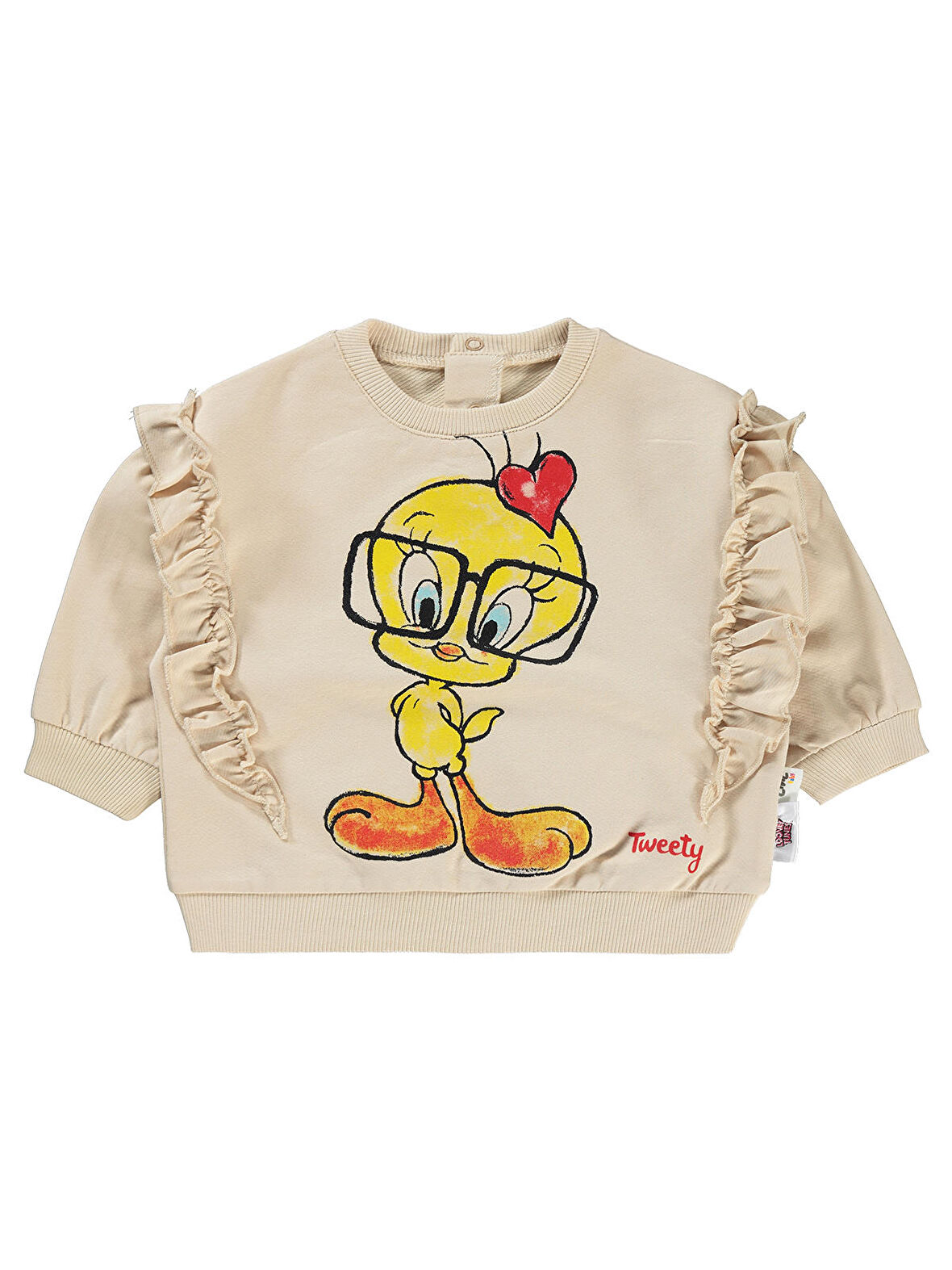 Tweety Kız Bebek Sweatshirt 6-18 Ay Taş Rengi