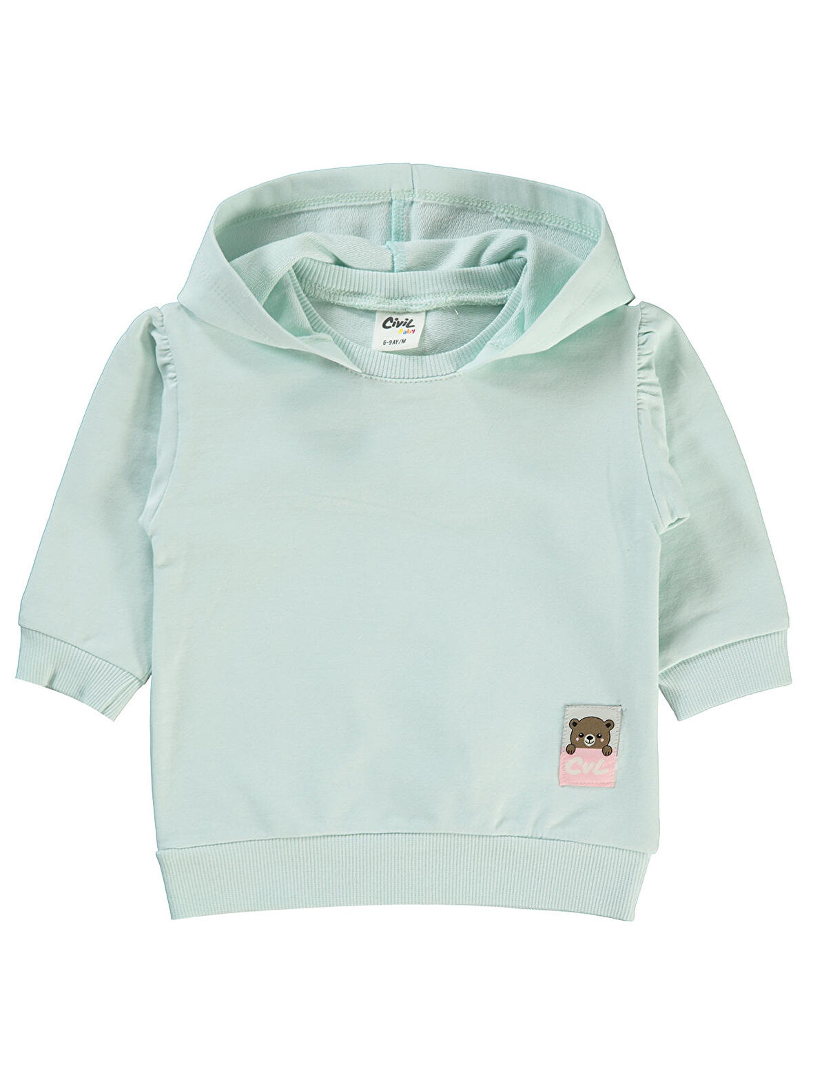 Civil Baby Kız Bebek Kapüşonlu Sweatshirt 6-18 Ay Mint Yeşili