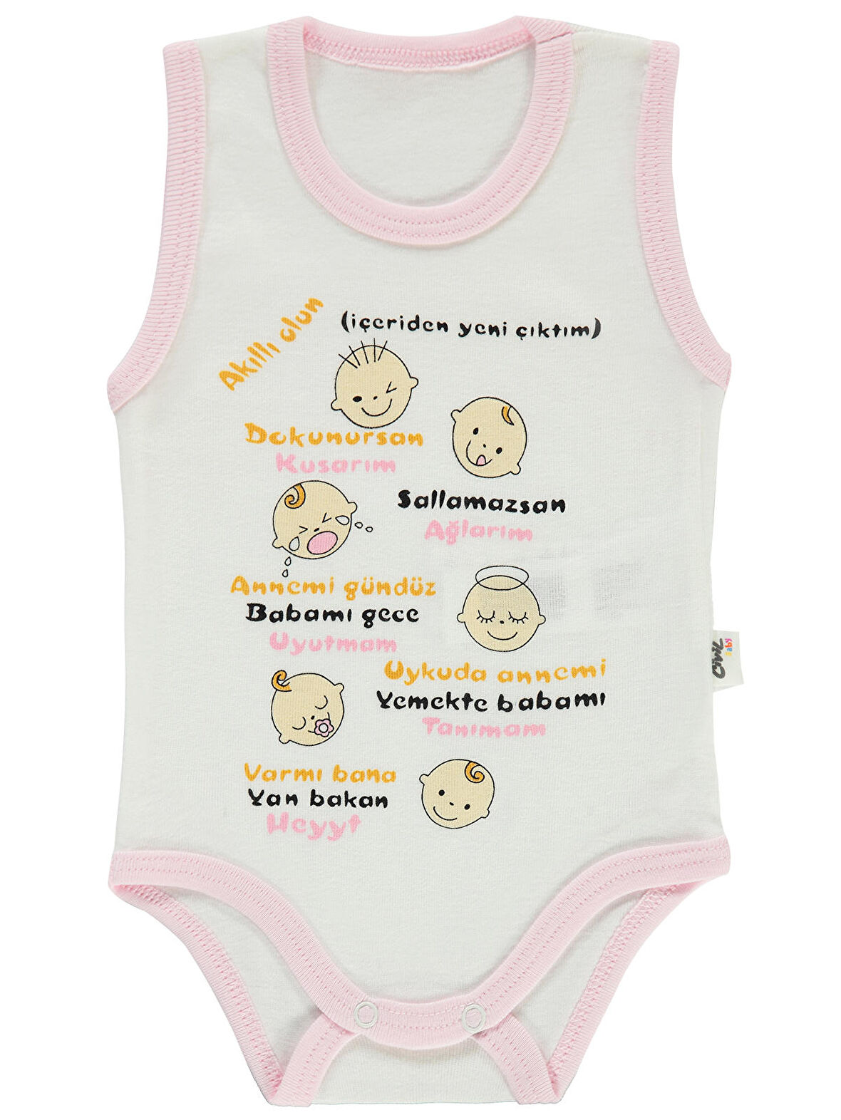 Civil Baby Bebek Çıtçıtlı Badi 1-24 Ay Pembe