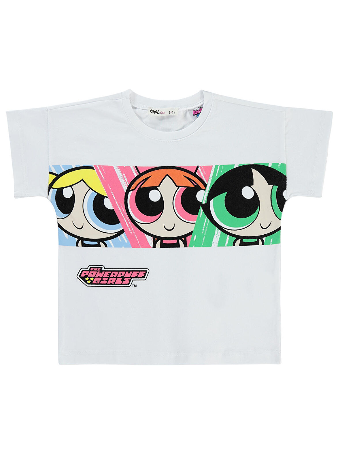 Powerpuff Girls Kız Çocuk Tişört 2-5 Yaş Beyaz