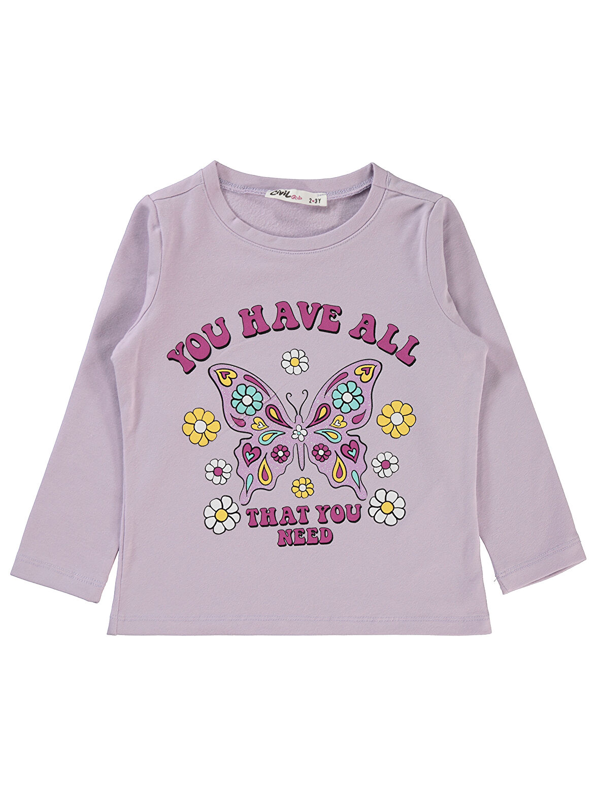 Civil Girls Kız Çocuk Sweatshirt 2-5 Yaş Nazik Lavanta